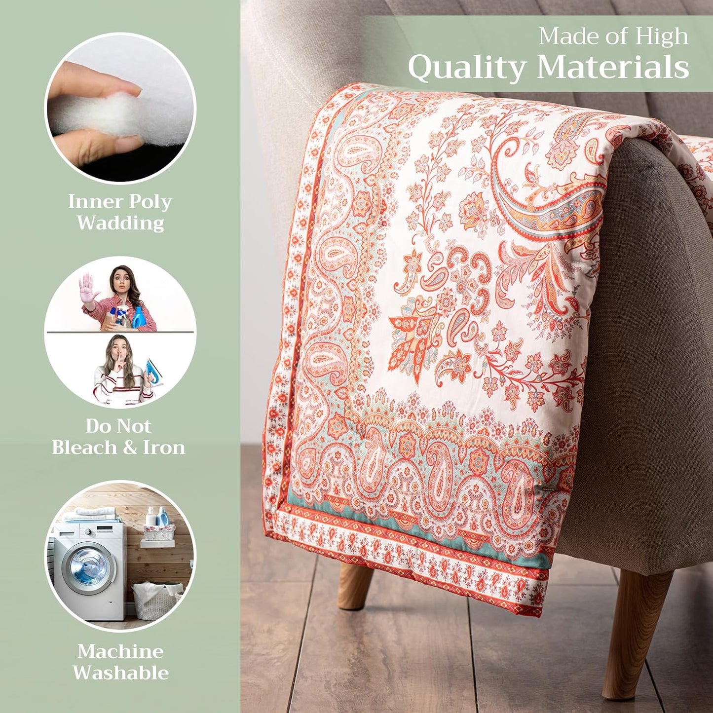Maison d' Hermine Throw Blanket for Couch Lightweight Soft Warm Breathable Cotton Throw Blankets for Bed Girls Boys Women Men Gifts Sofa Travel Living Room Chair Bedding (50"x60", Cachemire)