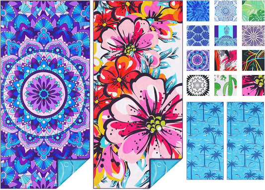 2 Pack Microfiber Thin Beach Towel Lightweight 71x32 Oversized Extra Large Sand Free Towels Quick Dry for Travel Pool Yoga Gym Sports Beach Accessories Vacation Essential Gift