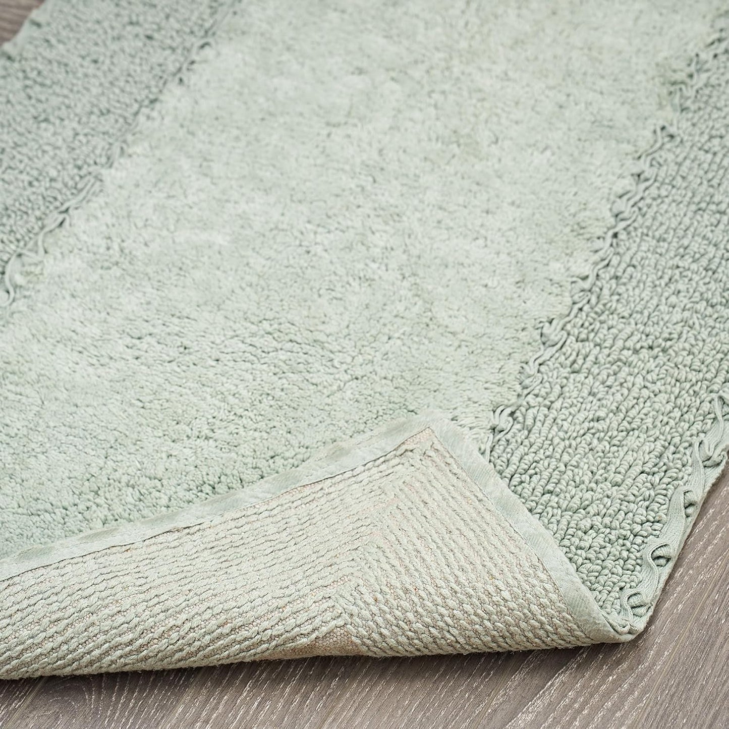 Laura Ashley Ruffle Border Sage Green 27"x 45" 100% Cotton Bath Rug