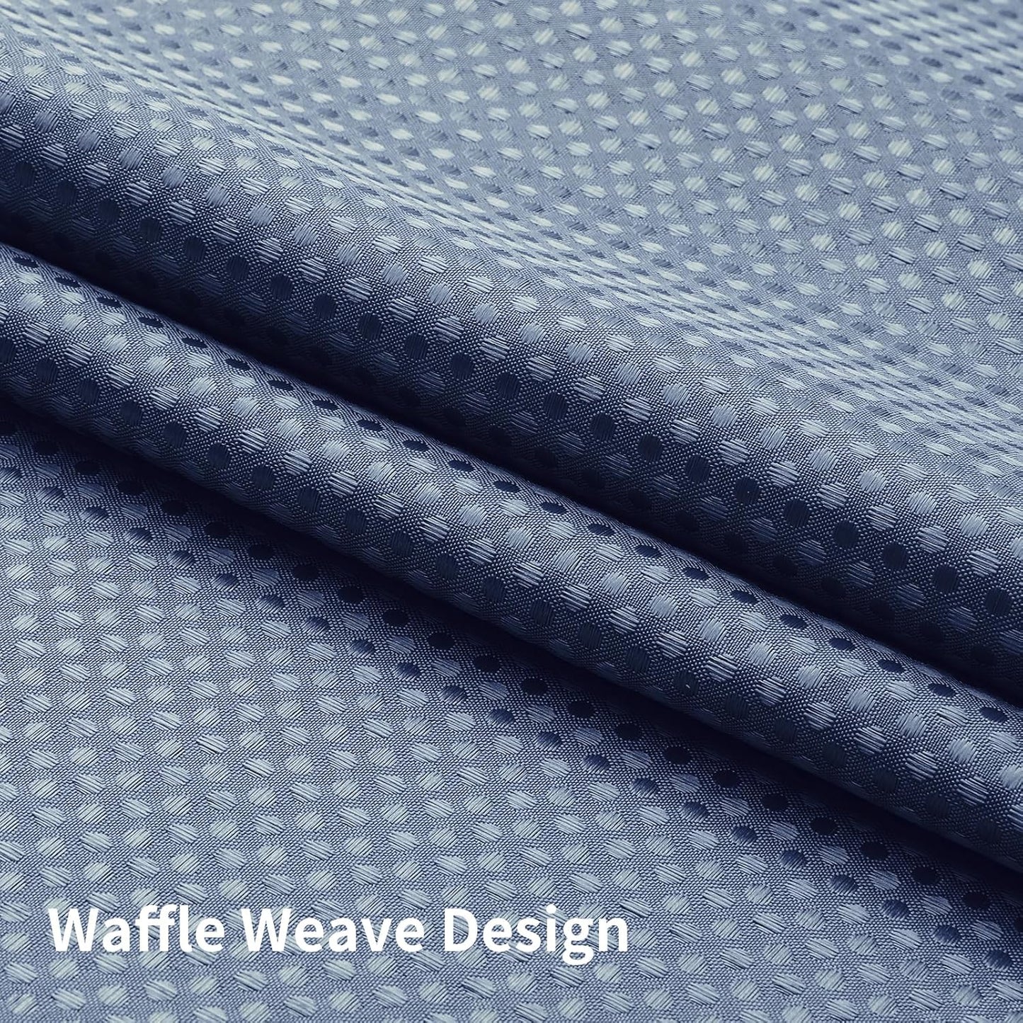 No Hook Shower Curtain with Snap in Fabric Liner, Waffle Weave Heavy Duty Thick Shower Curtains with Mesh Top Window, Hotel Style Waterproof Bathroom Curtain Set, 72 x 75 Inch, Moonlight Blue