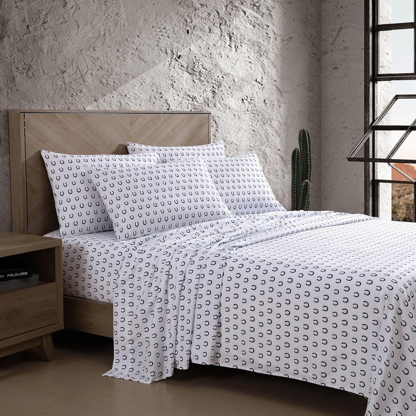 Wrangler - Twin XL Bed Sheets, Breathable & Wrinkle Resistant Bedding with Matching Pillowcase, Lightweight for Year-Round Use, Dorm Essentials (Horseshoe Dots Navy)