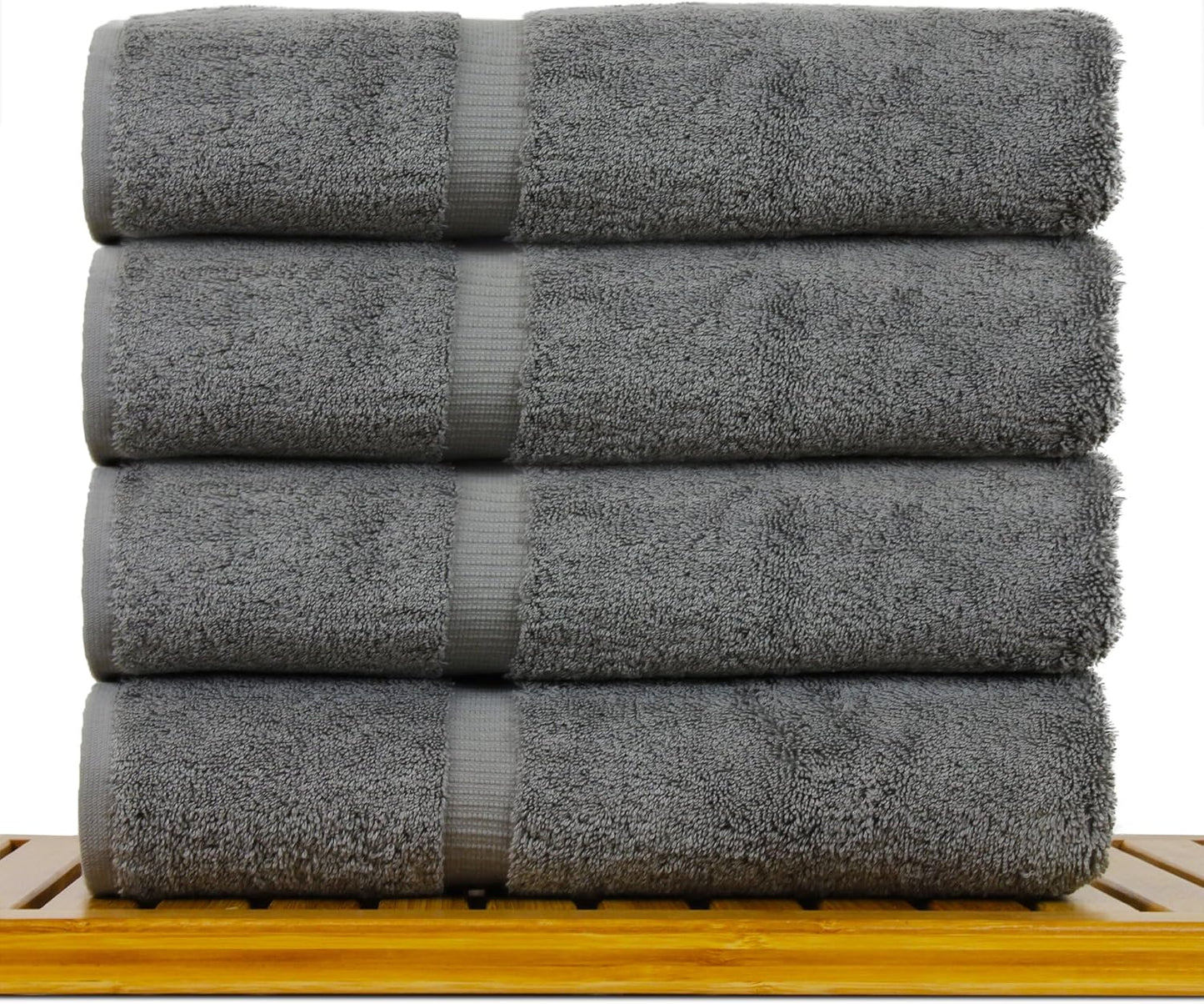 Luxury Hotel & Spa Towel Turkish Cotton Bath Towels - Grey - Honeycomb - Set of 4