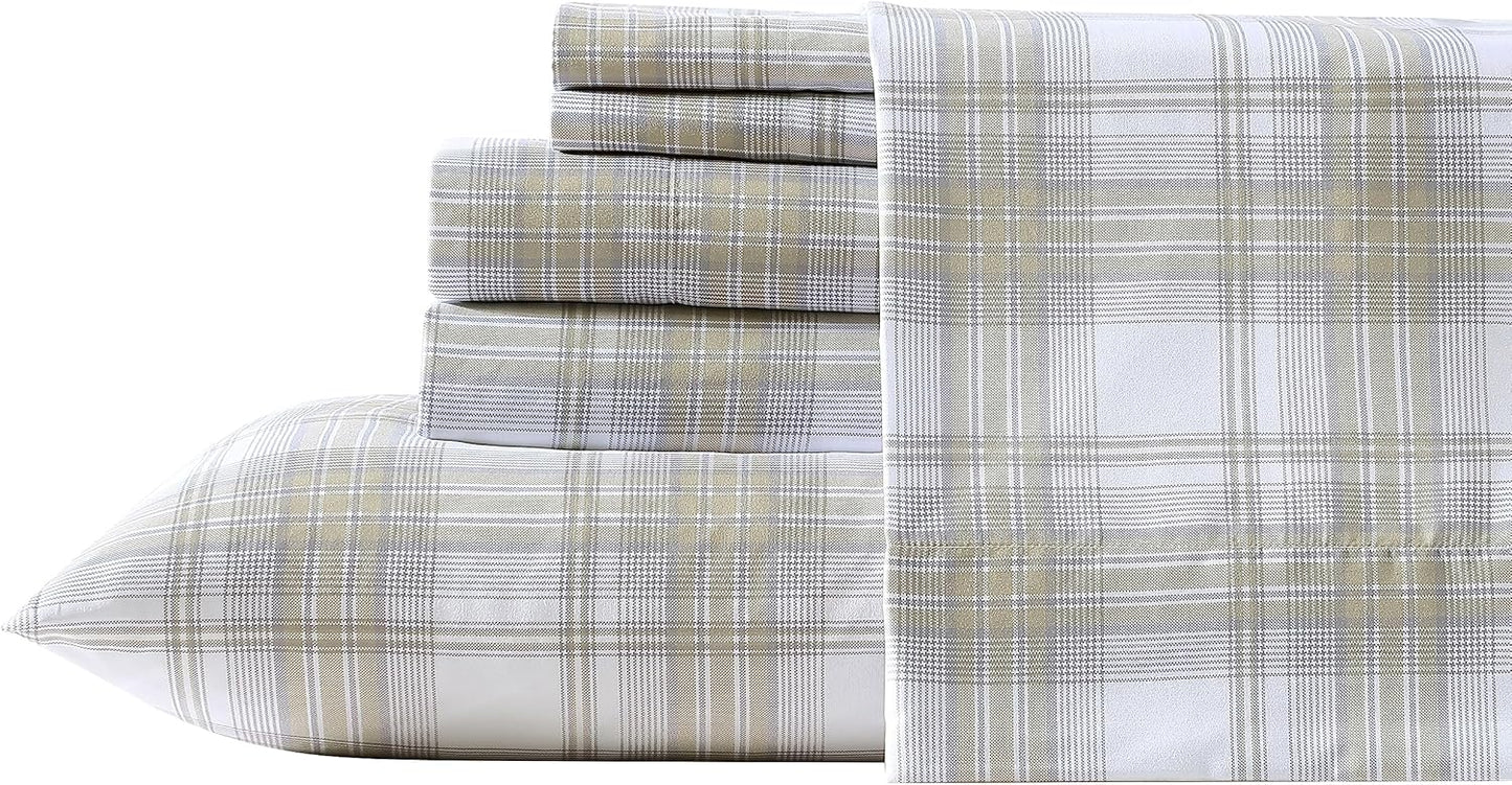 Wrangler - Queen Bed Sheets, Ultra-Soft & Lightweight Bedding with Matching Pillowcases, Lightweight Bed Set for All Season Comfort, Oeko-Tex Certified (Dayton Valley Plaid Beige)