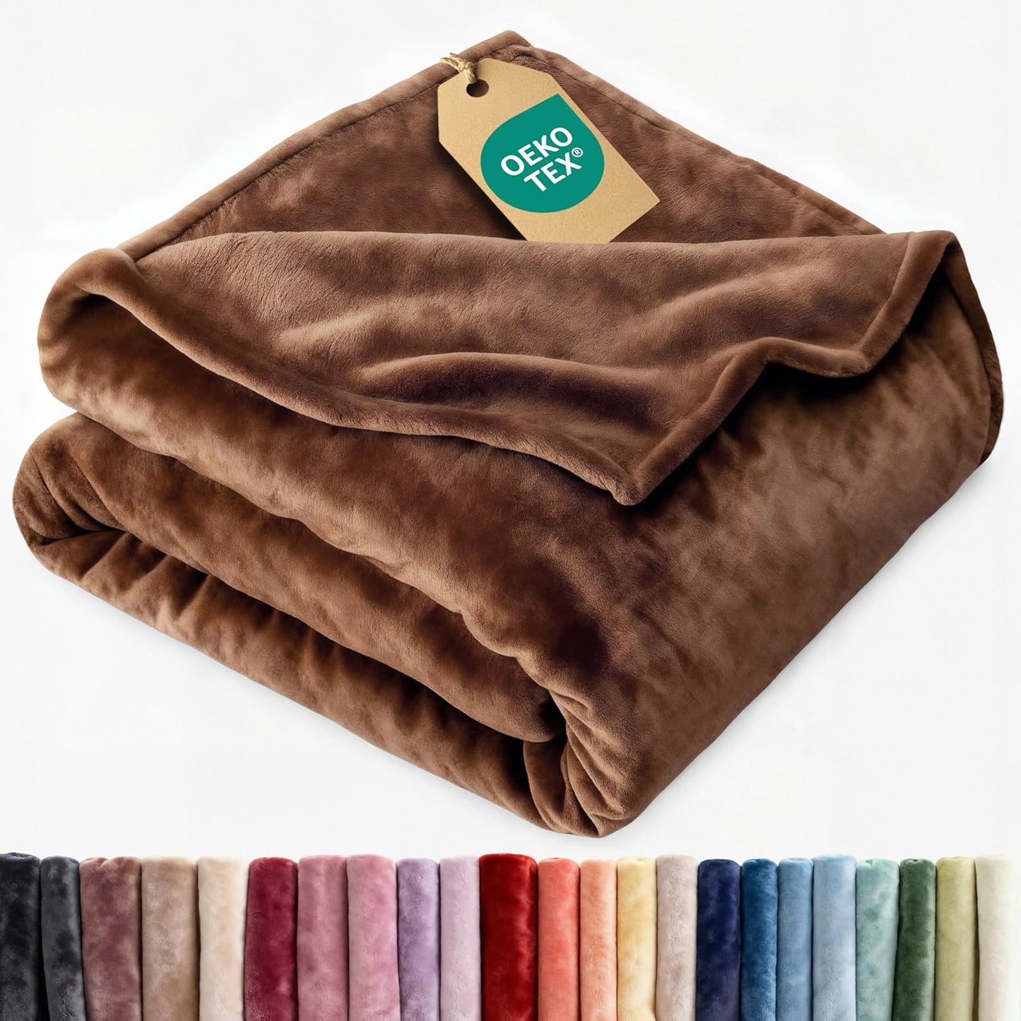 Ultra Soft Fleece Blanket King Size - Flannel Fleece Luxury King Blanket - Lightweight for Couch Bed Chair - Thick, Warm and Breathable - All Season Cozy Fuzzy, Anti-Static Microplush Bedding, Brown