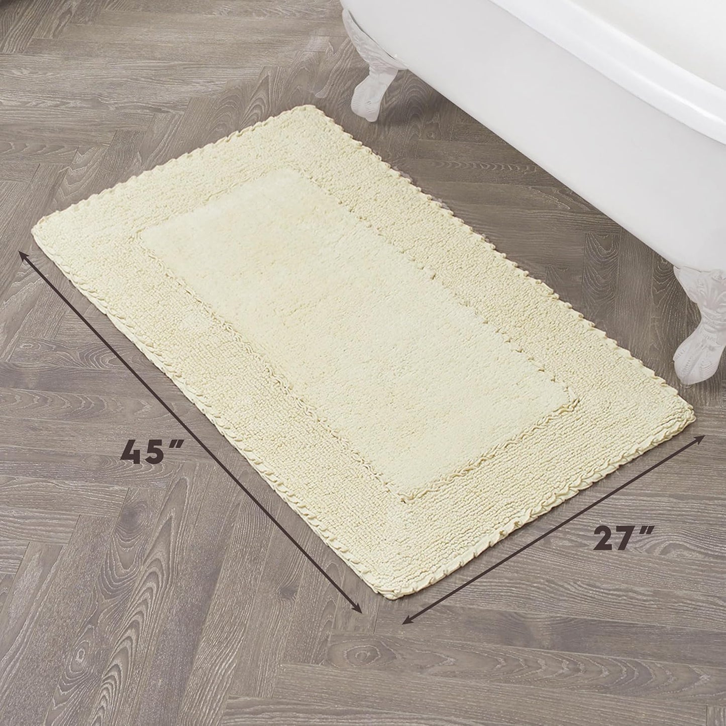 Laura Ashley Ruffle Border Yellow 27"x 45" 100% Cotton Bath Rug