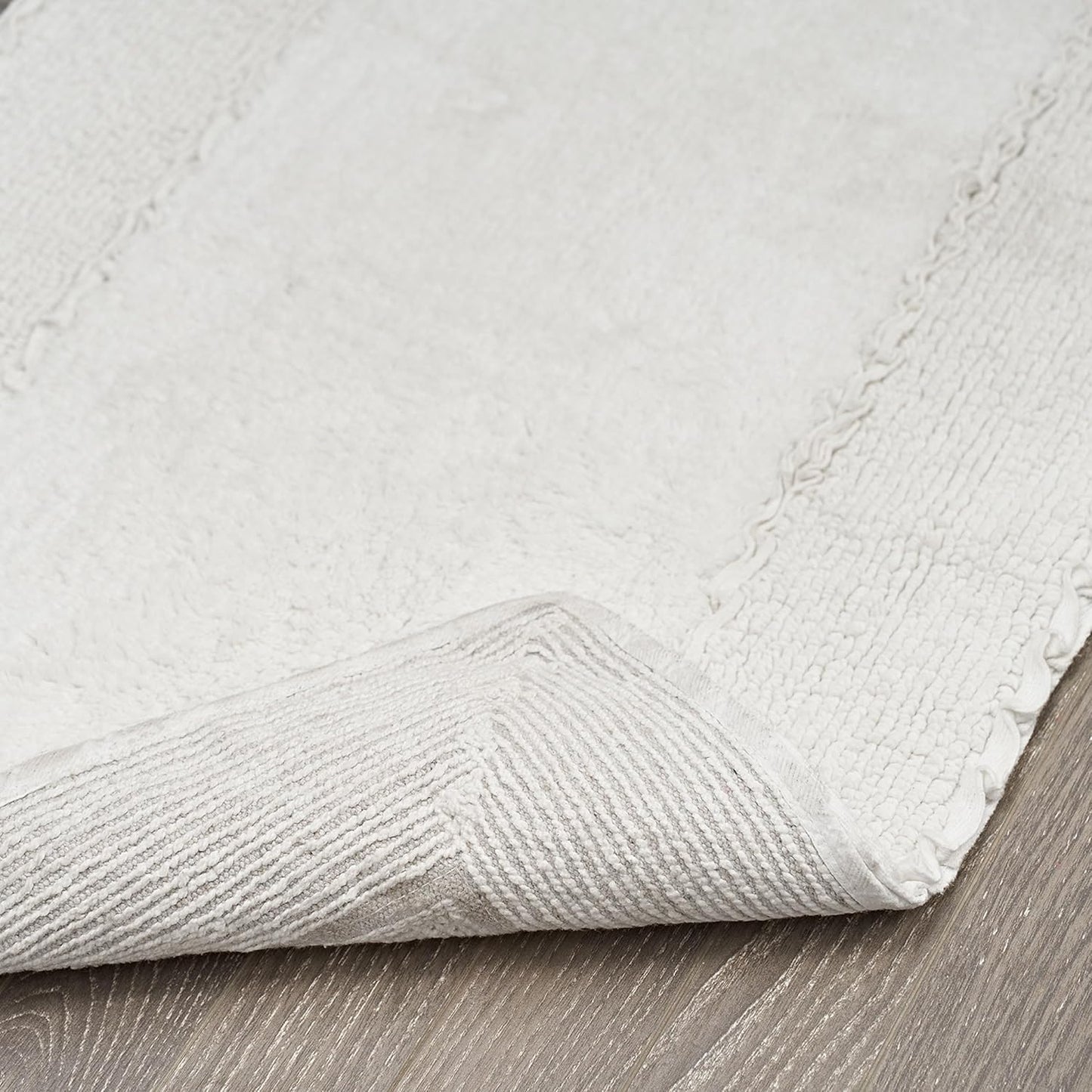 Laura Ashley Ruffle Border White 27"x 45" 100% Cotton Bath Rug