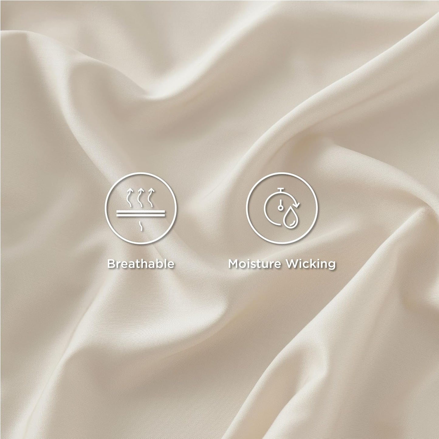 Bedsure Cooling Sheets Twin XL, Rayon Derived from Bamboo, Breathable & Soft Twin XL Sheet Sets, Deep Pocket Up to 16 Inches, Hotel Luxury Silky Dorm Bedding for Hot Sleepers, Light Beige