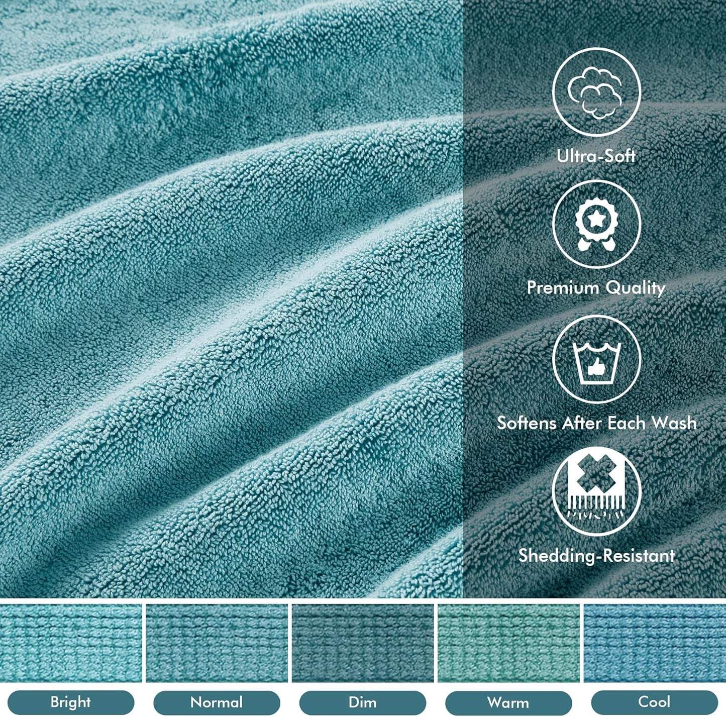 Madison Park 800GSM Bathroom Towel Set of 8 100% Cotton Bath Towel Set for Bathroom Luxurious Highly Absorbent 2 Bath Towels 2 Hand Towels 4 Washcloths Quick Dry Spa Quality Aqua