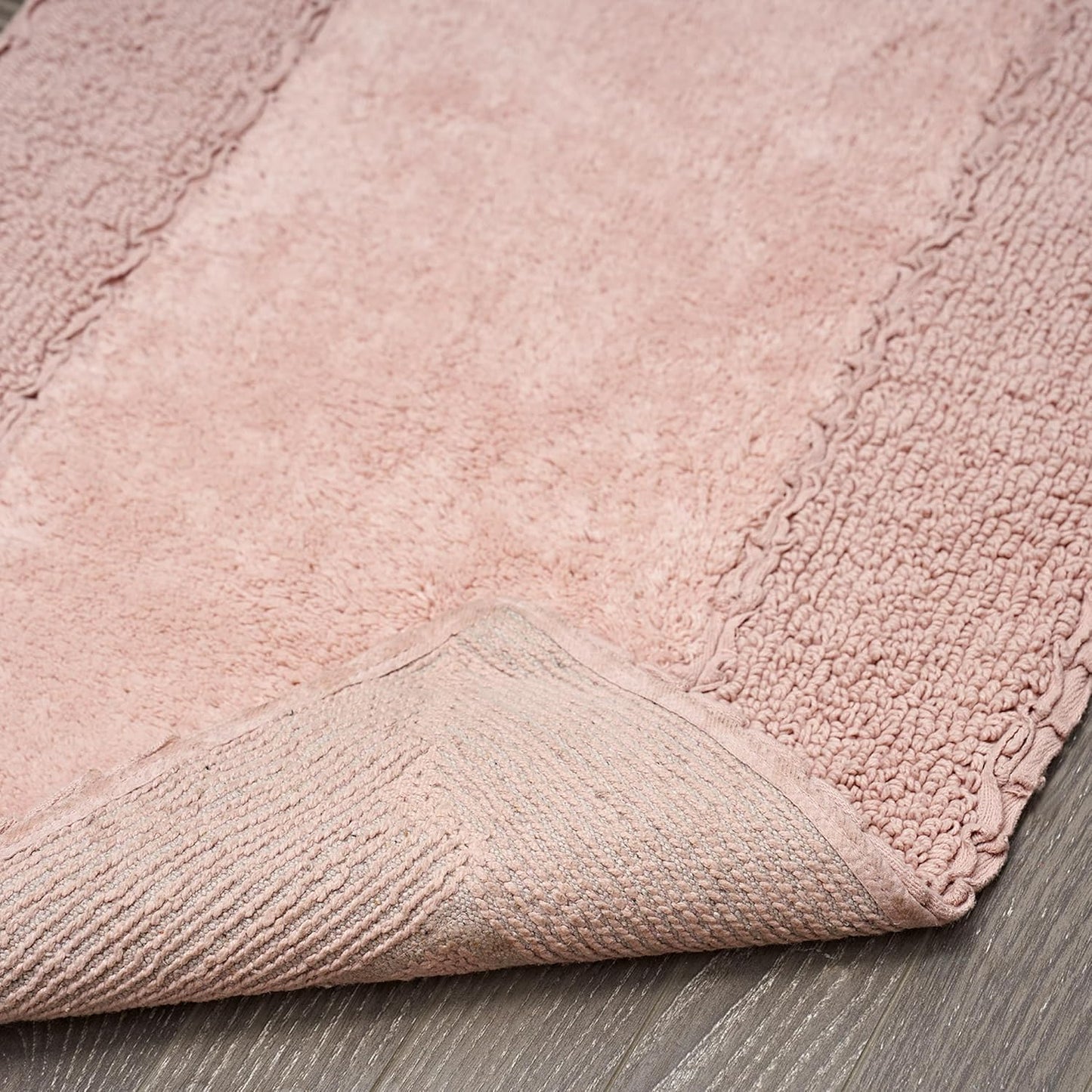 Laura Ashley Ruffle Border 100% Cotton Bath Rug, Blush Pink, 17"x 24"