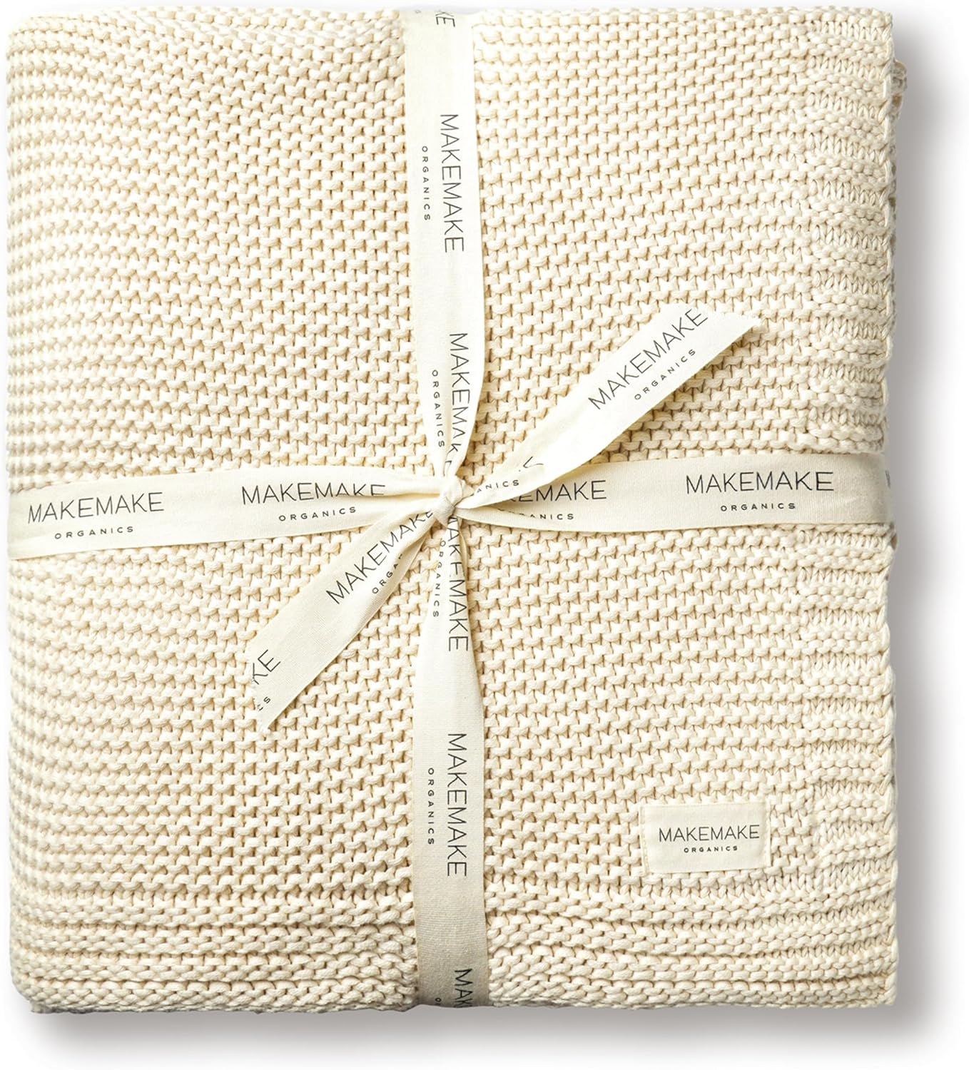 MakeMake Organics Organic Throw Blanket GOTS Certified Organic Cotton Blanket Chunky Knit Super Soft Cozy Fall Winter Large Adults Throw Blanket (50x60, Vanilla)