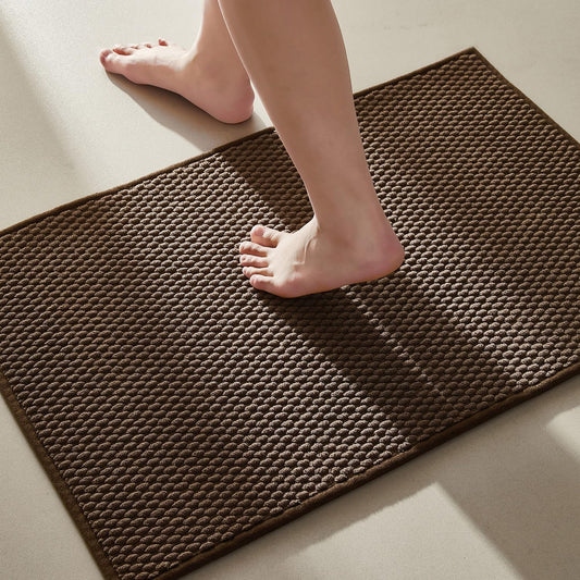 Bathroom Rugs Non Slip Washable, Super Absorbent Thin Bath Mat Small Quick Dry Low Pile Bathroom Rug, Brown 20"x30"
