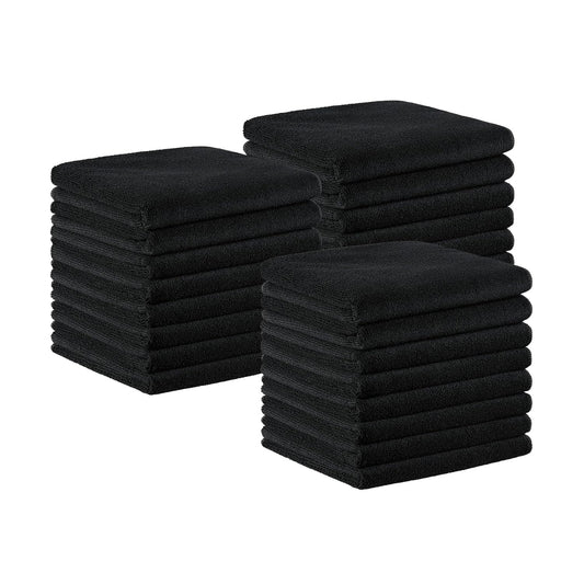 Arkwright Bleach Proof Salon Towels Bulk - Pack of 24 - Ultra Soft, Gentle Microfiber, Highly Absorbent & Quick Dry Spa Facial Towel for Hair Stylist, Nail Shop, and Esthetician, 16 x 27 in, Black