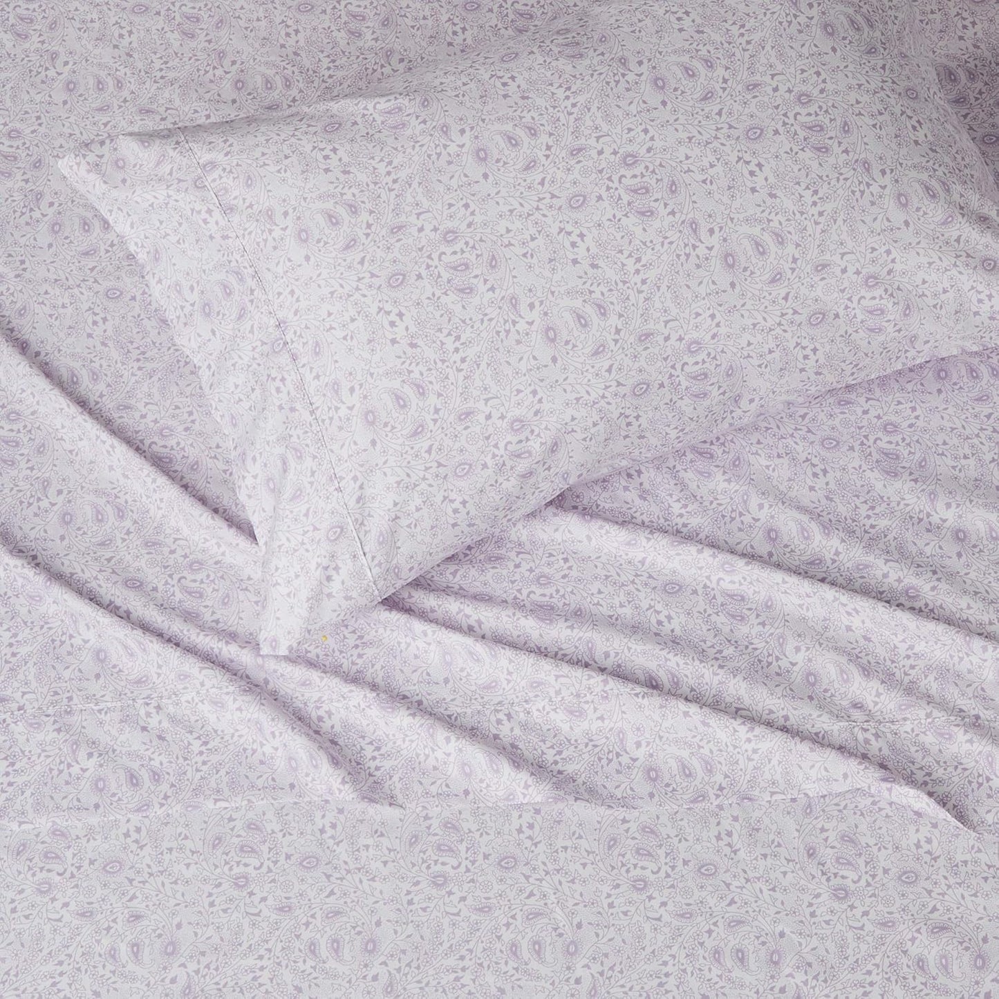 Amazon Basics Lightweight Super Soft Easy Care Wrinkle Free Microfiber 3 Piece Bed Sheet Set with 14-Inch Deep Pockets, Twin, Lavender Paisley, Floral, Kids, Men & Women Bedding