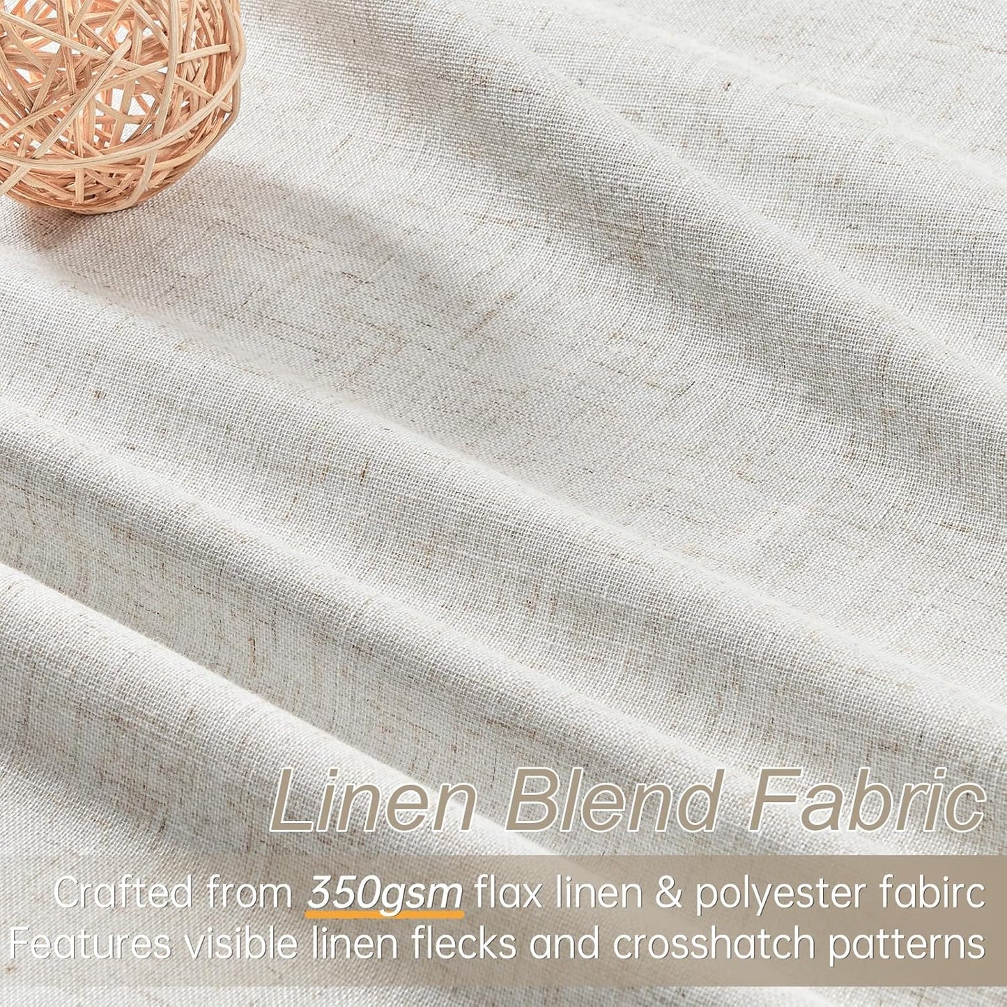 Topfinel 90 Inches Long Full Blackout Linen Curtains for Bedroom, Pinch Pleated Sound Block Curtains, Oatmeal Decorative Elegant Farmhouse Lined Drapes 2 Panels Set for Living Room Sliding Door