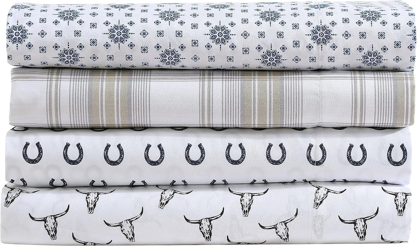 Wrangler - Twin Bed Sheets, Ultra-Soft & Lightweight Bedding with Matching Pillowcase, Lightweight Bed Set for All Season Comfort, Oeko-Tex Certified (Steer Skulls Black)