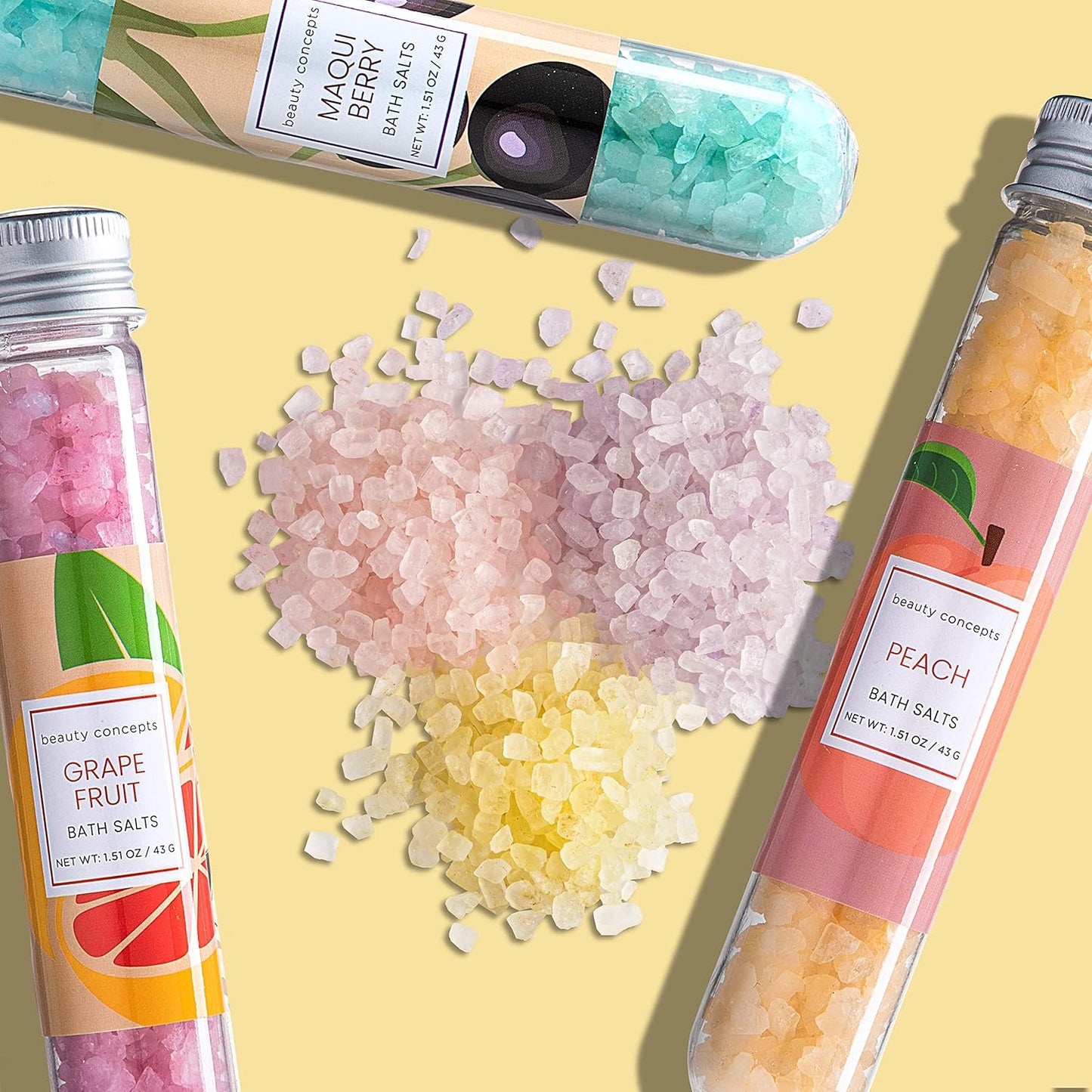 B.C. Beauty Concepts Aromatherapy Bath Salts- Epsom Salts for Soaking, Relaxing Bath Spa Set, Scented in Vanilla Almond, Shea Butter, Sweet Mint, Honey Rose, and Lavender, 10 Pack - Floral and Fruits