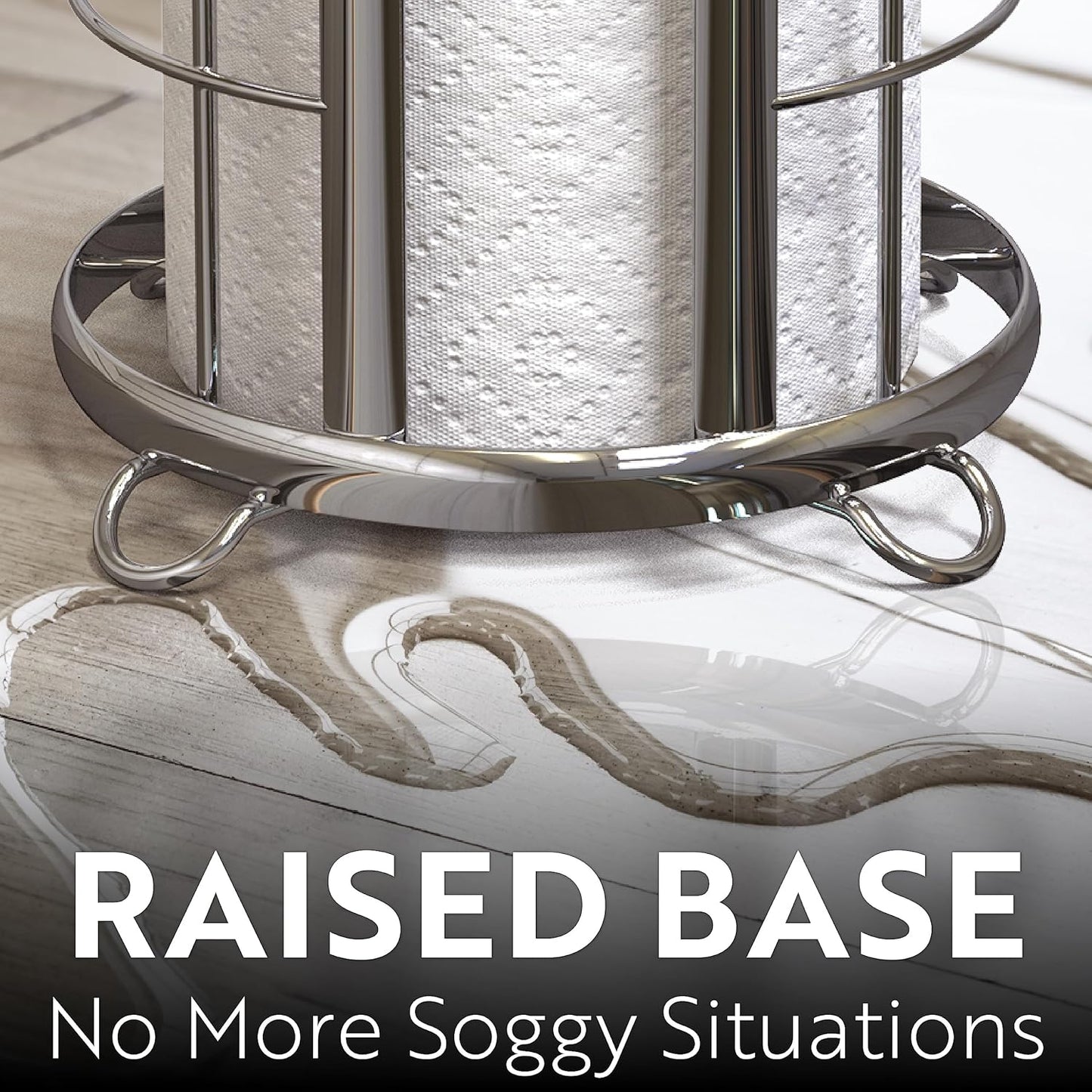 BROOKSTONE, Shiny Chrome Toilet Paper Holder, Freestanding Bathroom Tissue Organizer, Minimalistic Storage Solution, Modern & Stylish Design [Holds MEGA Rolls]