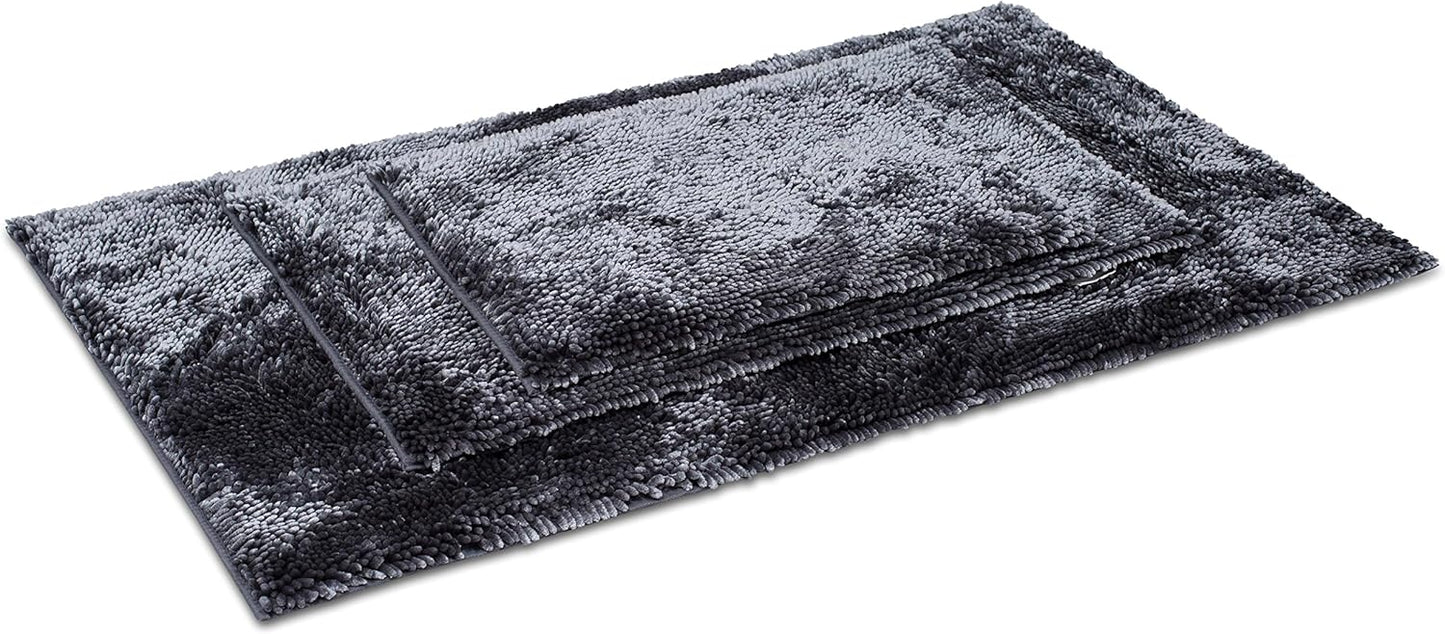 Internet's Best Microfiber Chenille Bath Mat - Non Slip Bathroom Rug - Soft Absorbent Carpet - Fast Drying Shower (24 x 17, Gray)