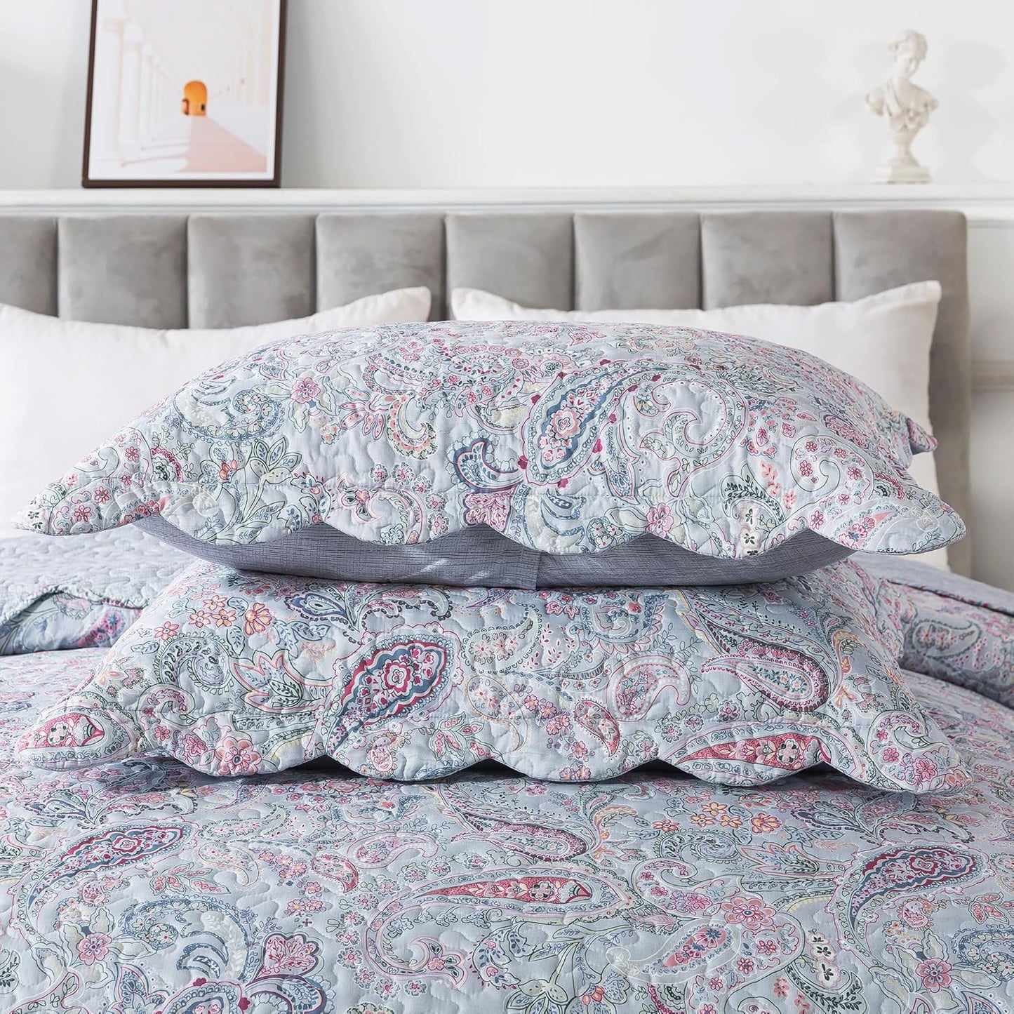HoneiLife Quilt Sets Queen Size - Microfiber Bedspreads 3-Piece,Queen Quilt Bedding Sets All Season Quilts,Lightweight Coverlets for Queen Beds