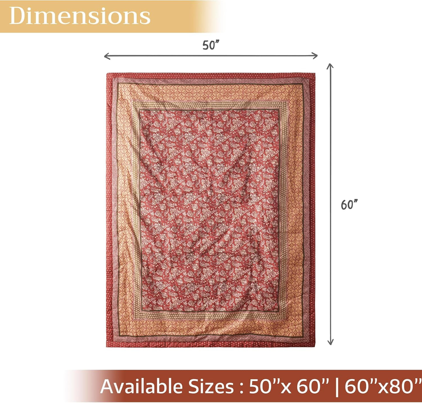 Maison d' Hermine Throw Blanket for Couch Lightweight Soft Warm Breathable Cotton Throw Blankets for Bed Girls Boys Women Men Gifts Sofa Travel Living Room Chair Bedding (50"x60", Surya)