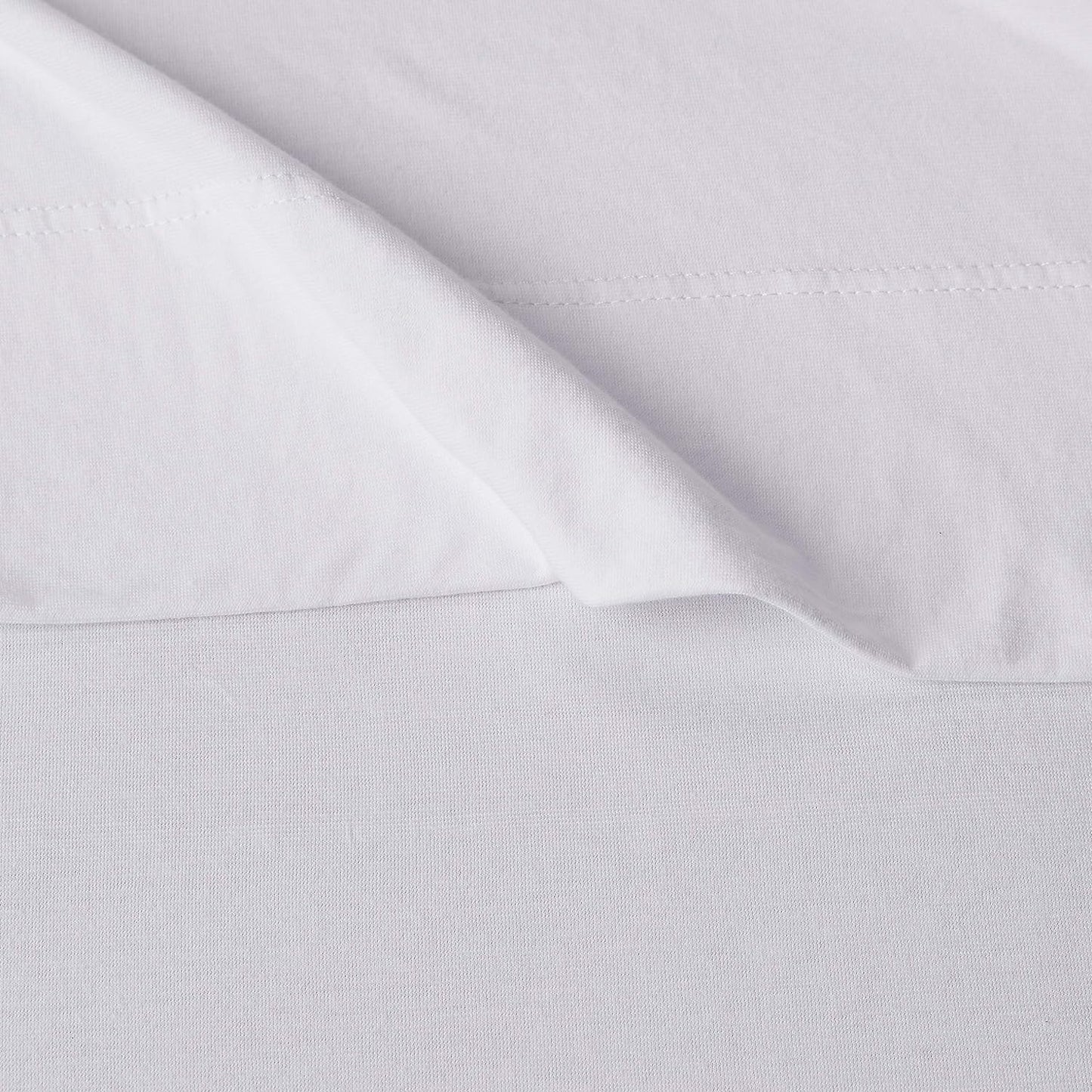 Amazon Basics 4 Piece Comfortable Cotton Jersey Bed Sheet Set, Includes Soft Flat and Fitted Sheets, Pillowcase, Queen, White, Solid