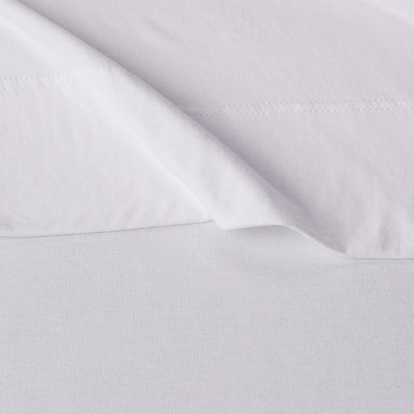 Amazon Basics 4 Piece Bed Sheet Set, 100% Cotton Jersey, Includes Super Soft, Flat and Fitted Sheets, Pillowcase, King, White, Solid