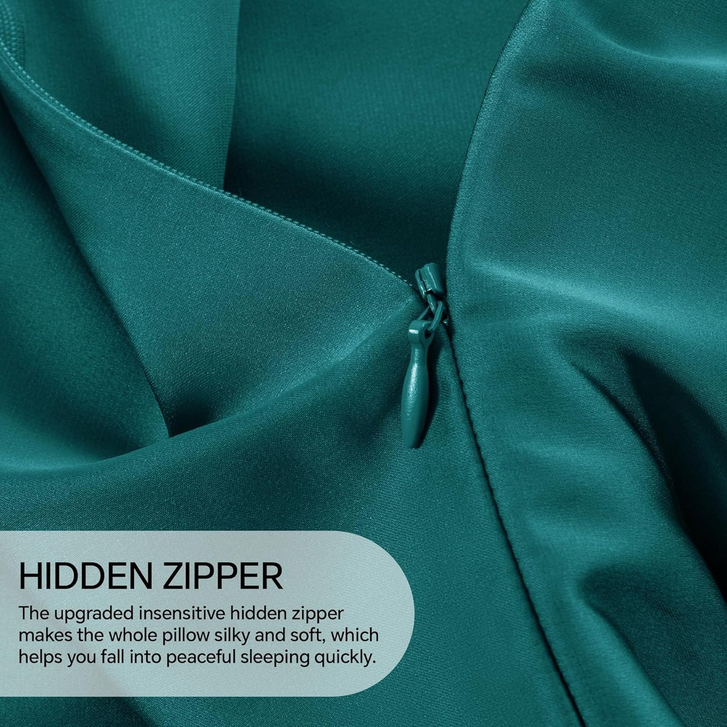 INFIIXSO Silk Pillow Cases 2 Pack Standard Size, Ultra Smooth & Soft Mulberry Silk Pillow Case for Hair and Skin, Breathable Cooling Silk Pillowcase with Hidden Zipper (Teal, 20x26 Inches)