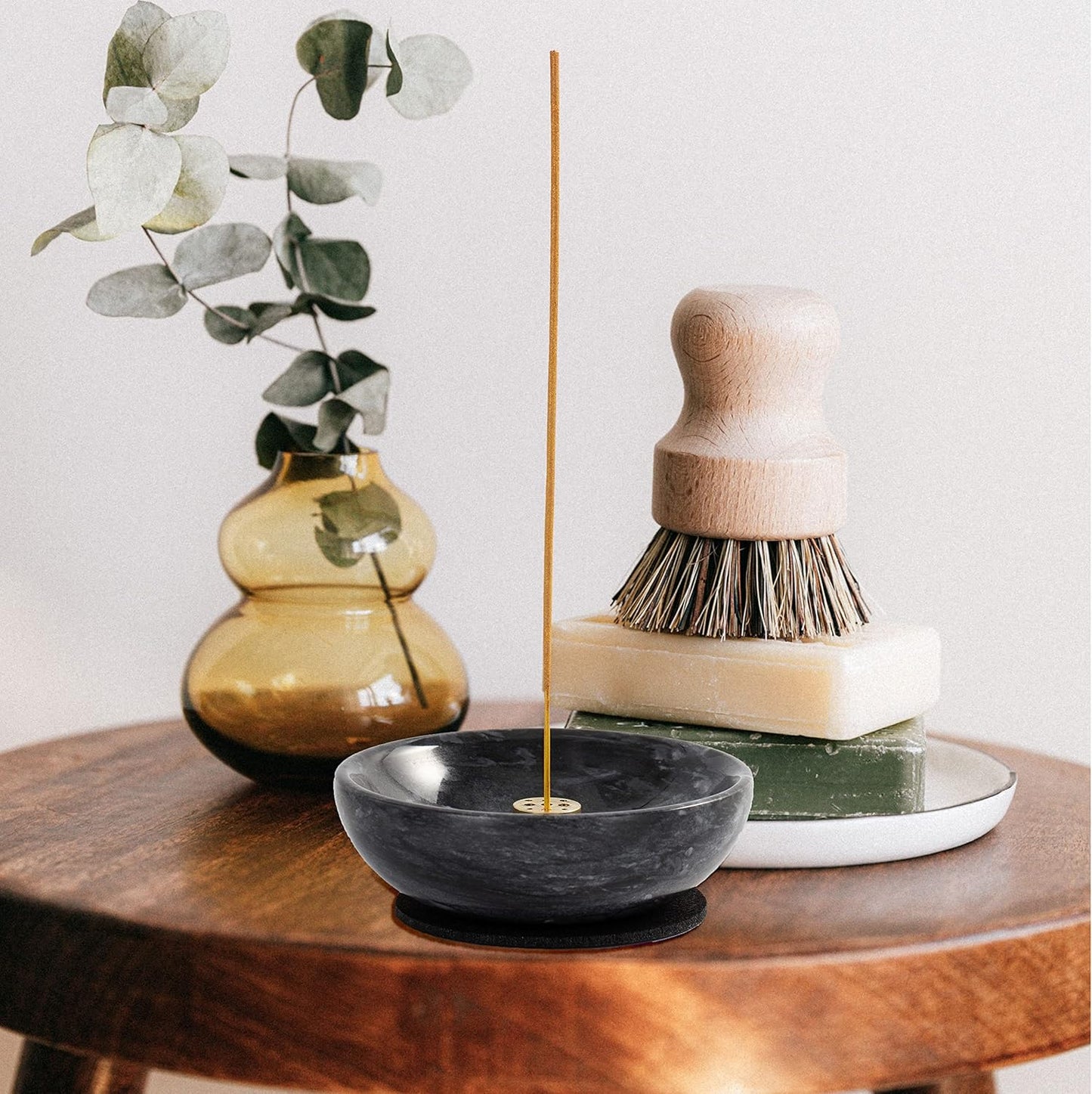 Incense Holder, Natural Marble Incense Holder for Sticks with 9 Holes, Handmade Incense Stick Burner Ideal for Smudging, Incense Burning, Decoration