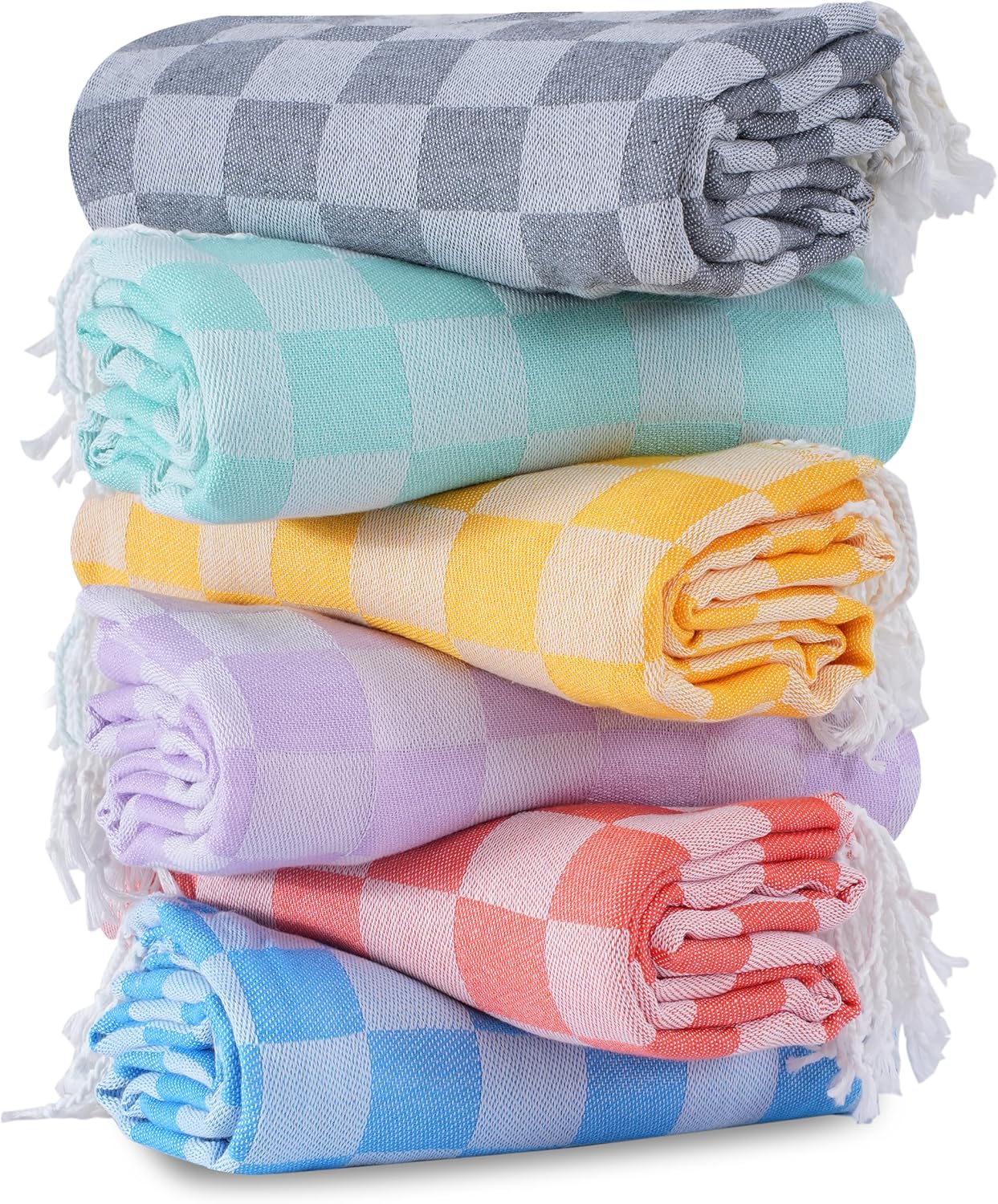 6 Packs Turkish Beach Towel Blanket Bath Pool Towels Bulk Travel Sand Free Quick Dry Extra Large Oversized Cute Big Cotton Soft Lightweight Compact Proof Men Women Adult Long Aesthetic Cloud