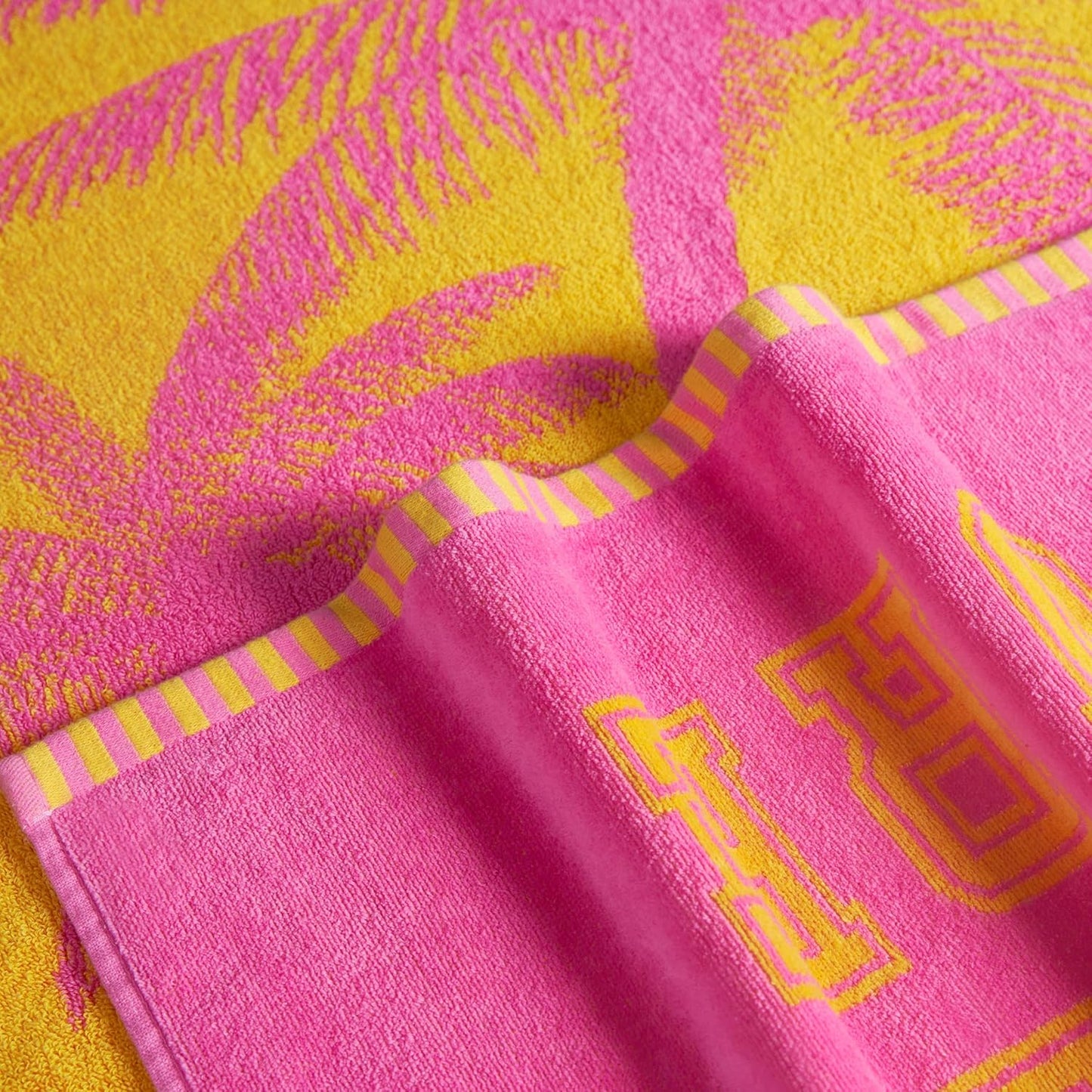 Juicy Couture Pink Beachside Couture 36" x 72" 100% Cotton Oversized Beach Towel - Soft, Absorbent, and Quick-Drying, Perfect for Beach, Pool, or Travel