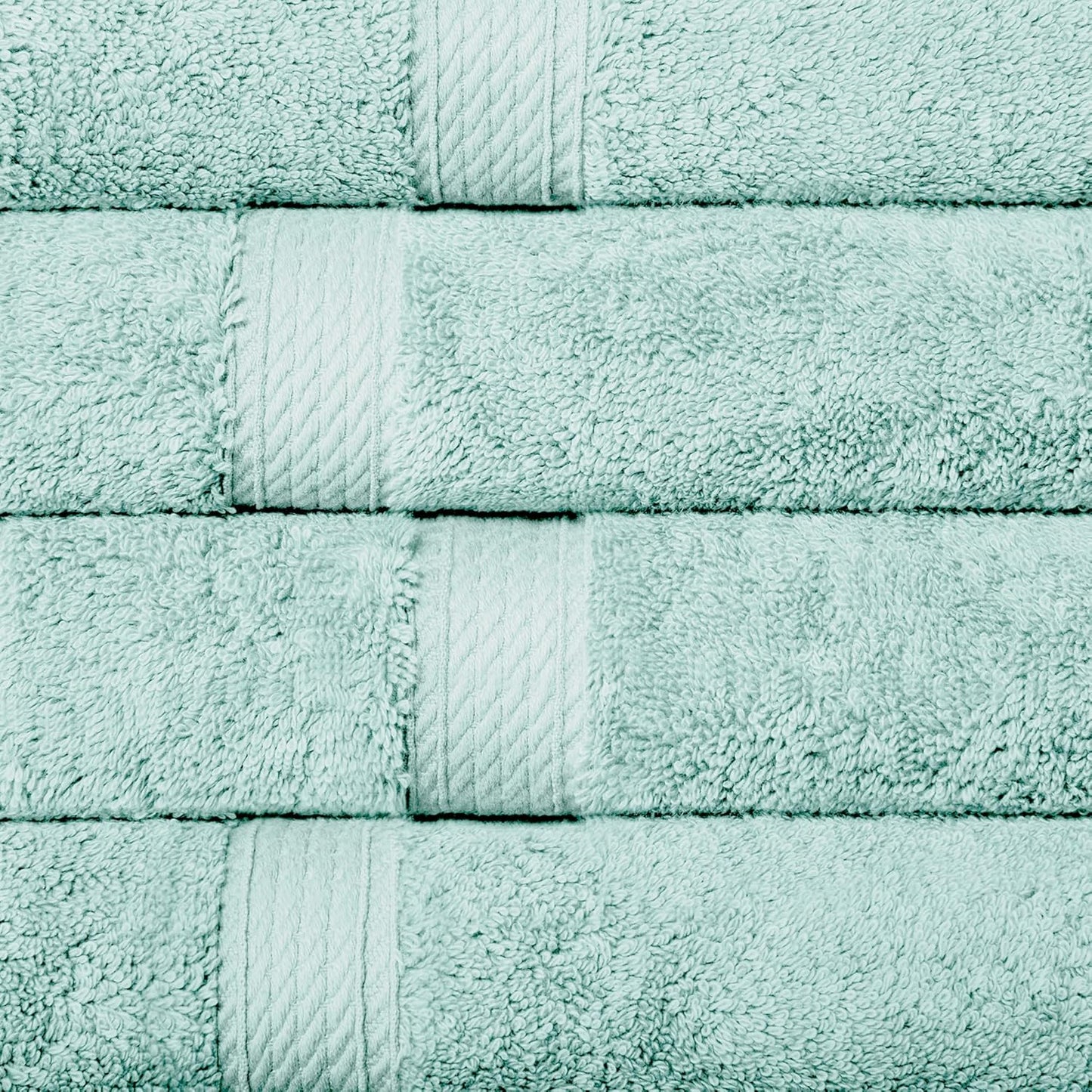 Superior Egyptian Cotton Pile Hand Towel Set of 4, Ultra Soft Luxury Towels, Thick Plush Essentials, Absorbent Heavyweight, Guest Bath, Hotel, Spa, Home Bathroom, Shower Basics, Sea Foam