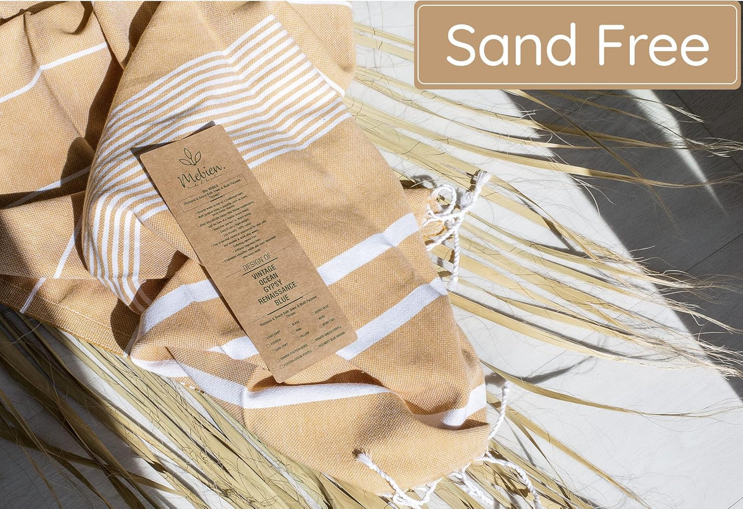 Premium Turkish Beach Towel – 100% Cotton, Quick Dry, Sand Free, Oversized Beach Towels 35”x67” – Ideal for Travel, Pool, and Beach Blanket – Honey Yellow Color