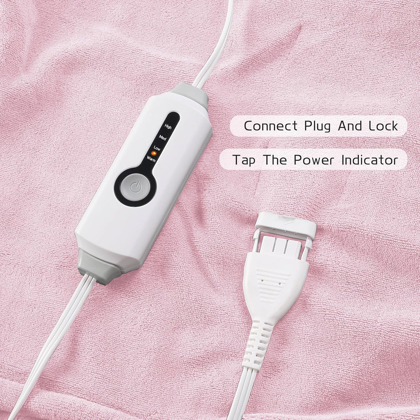 Electric Heated Blanket 72"x84" Full Size, Soft Coral Fleece with 4 Heating Levels and 10 Hours Auto-Off, Machine Washable, Cozy Plush Fabric for Home, Pale Pink