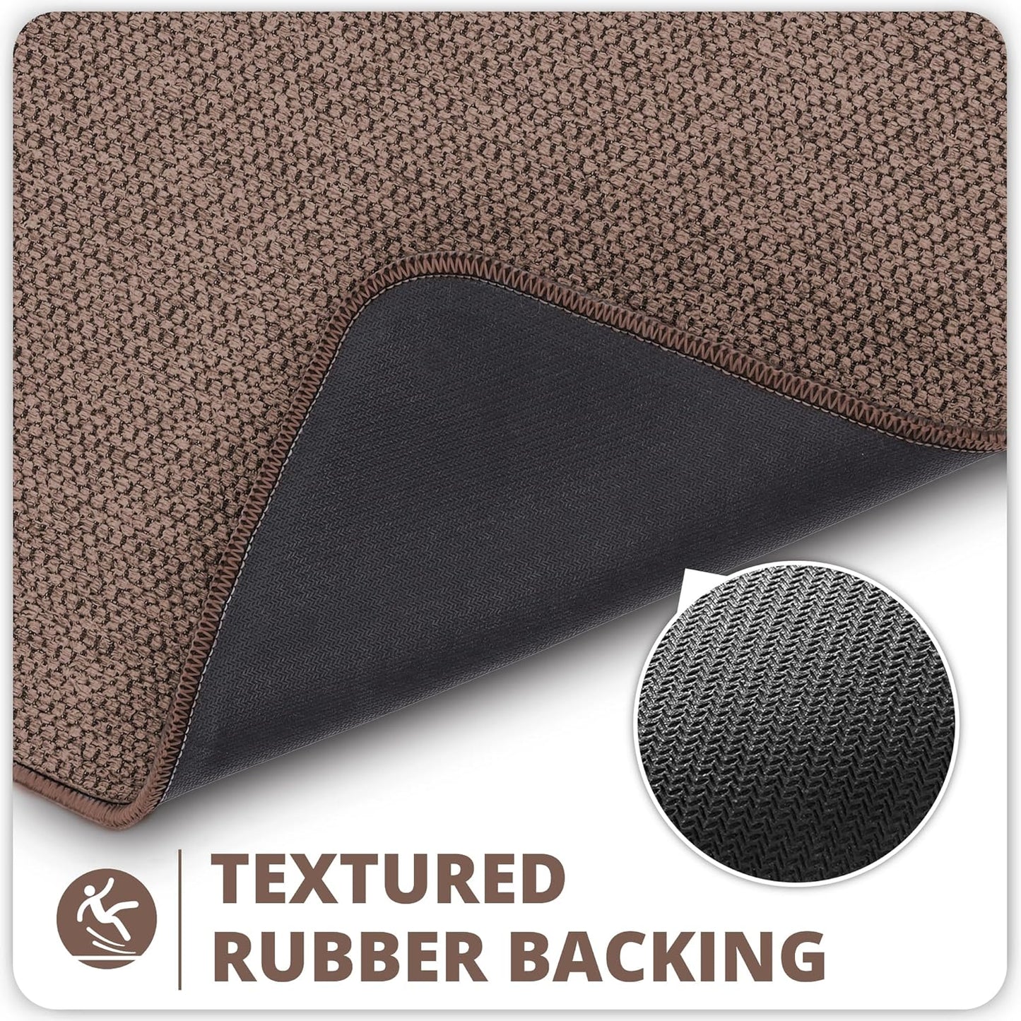 Bath Mat,Ultra Thin Bathroom Runner Rugs,Large Bath Mats for Bathroom,Quick Dry,Non-Slip,Machine Washable,Low Pile,Bath Rug,Shower Outside,Sink,Home Decor Accessories.Brown,1'5"x2'11"（17x35inch）