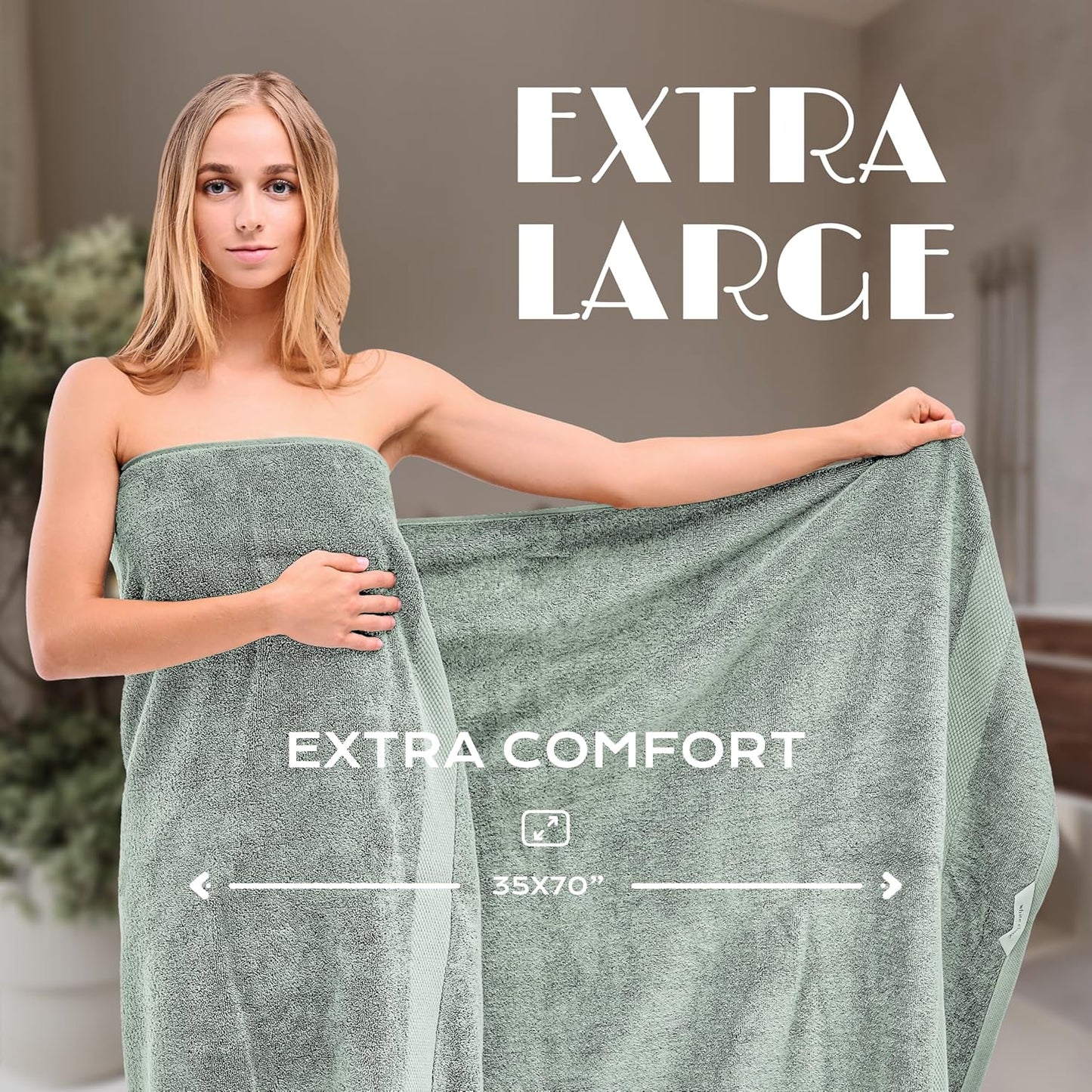 White Classic Luxury Soft Bath Sheet Towels - 650 GSM Cotton Luxury Towels Extra Large 35x70 | Highly Absorbent and Quick Dry | Hotel Quality, Green, 2 Pack