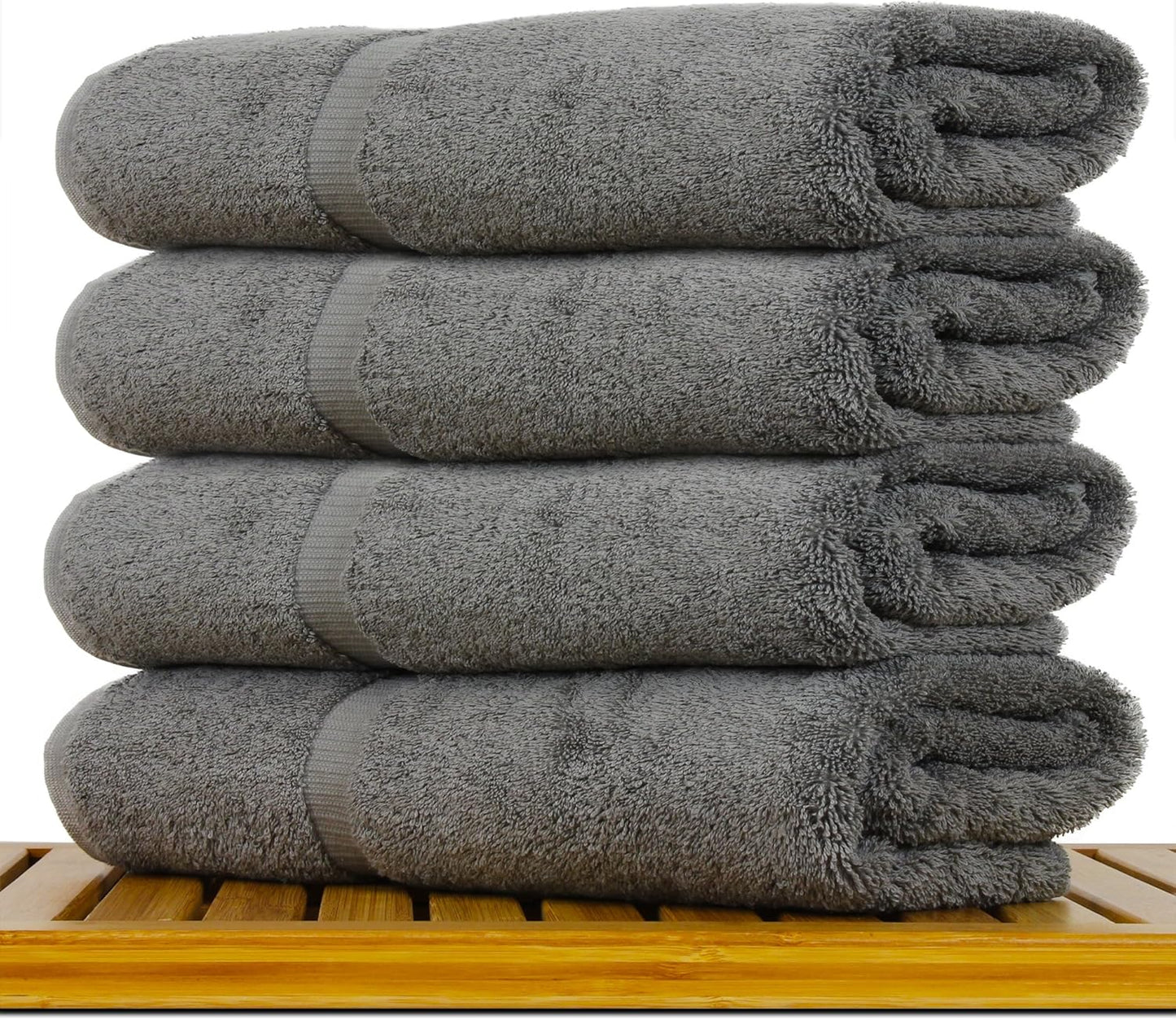 Luxury Hotel & Spa Towel Turkish Cotton Bath Towels - Grey - Honeycomb - Set of 4