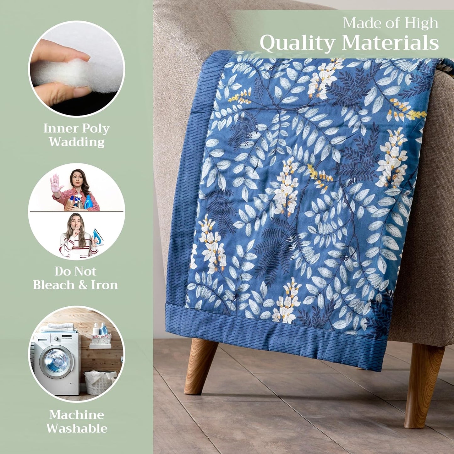 Maison d' Hermine Throw Blanket for Couch Lightweight Soft Warm Breathable Cotton Throw Blankets for Bed Girls Boys Women Men Gifts Sofa Travel Living Room Chair Bedding (50"x60", Feuillage)