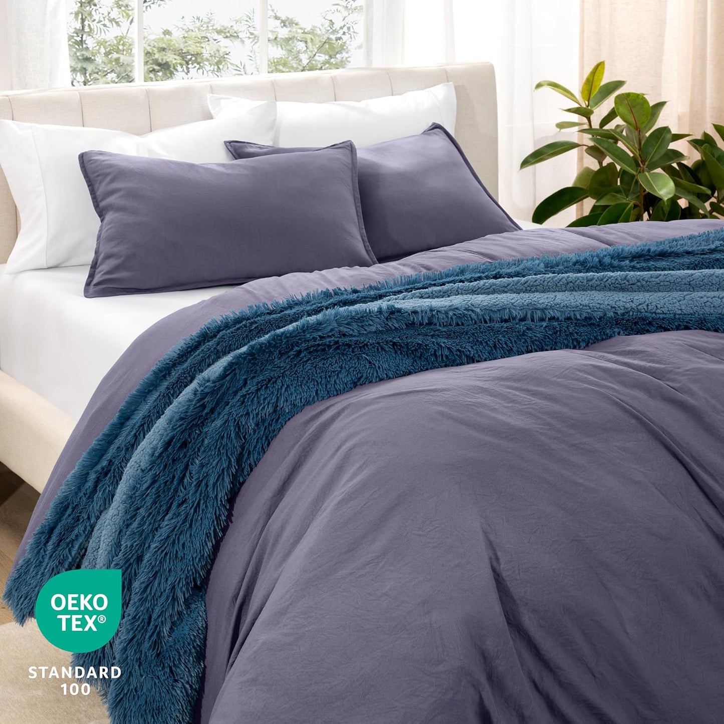 Bare Home Microfiber Duvet Cover Set - Ultra Soft Washed Microfiber - Full Size - Linen-Like Look - Easy Care - Breathable Fabric - Our Softest Duvet Cover Set (Full, Dusty Purple)