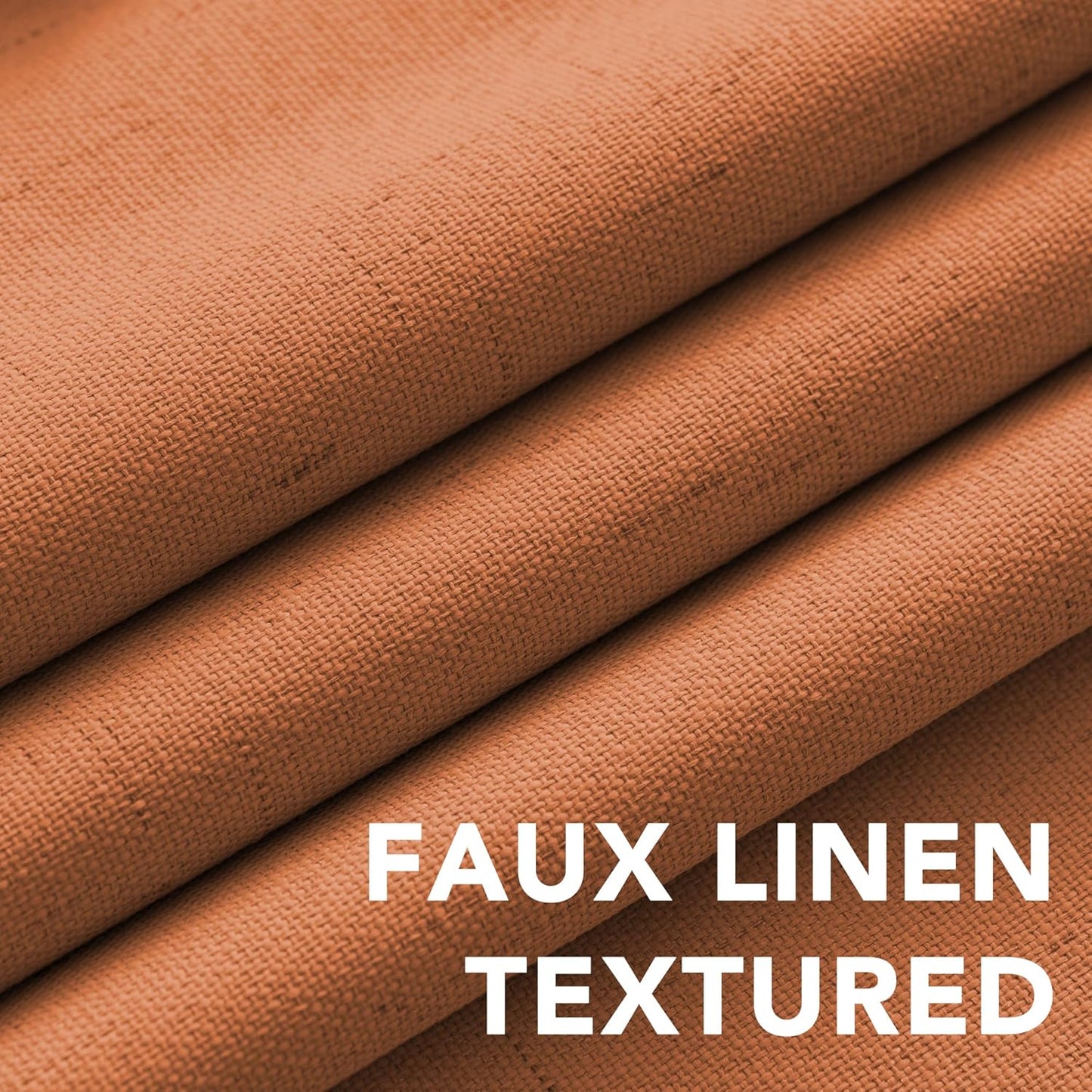 H.VERSAILTEX 100% Blackout Curtains for Bedroom Thermal Insulated Linen Textured Curtains Heat and Full Light Blocking Drapes Living Room Curtains 2 Panel Sets, Orange, 52x54 Inch