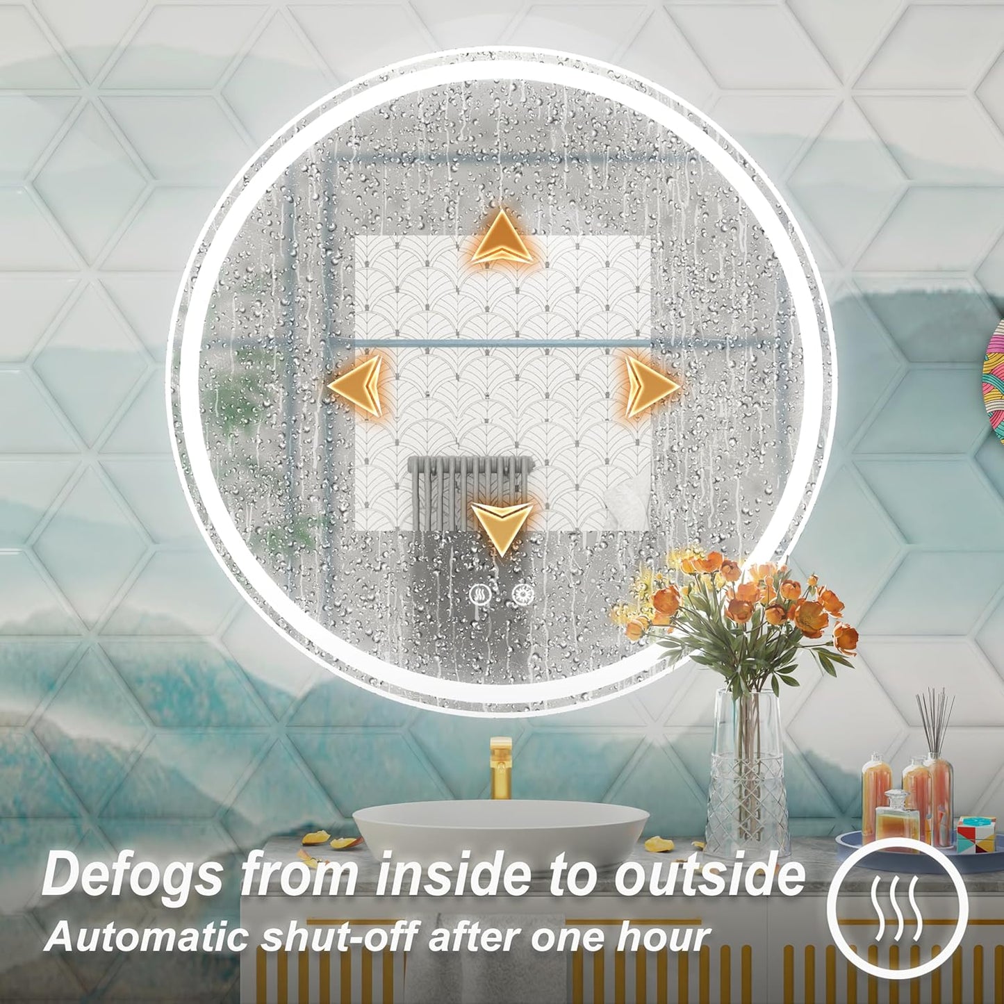 30 Inch LED Round Mirror for Bathroom, Front & Backlit Vanity Round Bathroom Mirror with Lights, Wall Mounted, Dimmable 6000K Daylight, Anti-Fog, CRI 90+