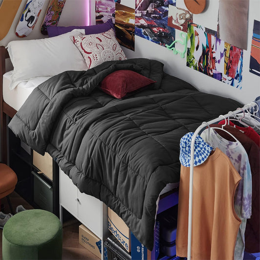 Bedsure Comforter Duvet Insert - Quilted Comforters Twin XL Size, All Season Duvet, GentleSoft Down Alternative Bedding, with 8 Tabs, Gifts for Women/Men, Black, Twin XL 92 x 68 Inches