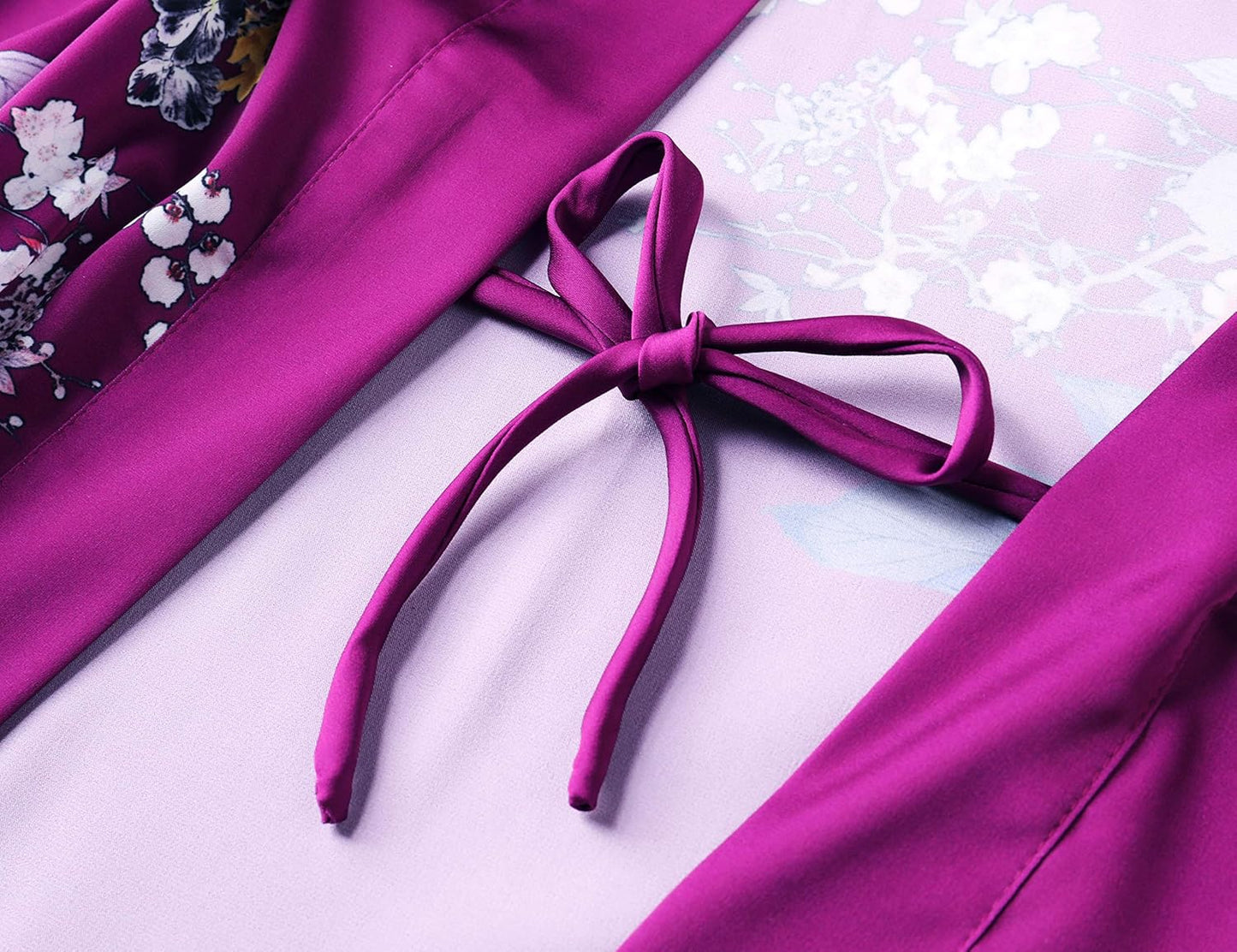 PRODESIGN Kimono Robe for Women - Long Satin Sleepwear Silky Kimono Cover-Up Nightgown Japanese Bathrobe Loungewear Blouse