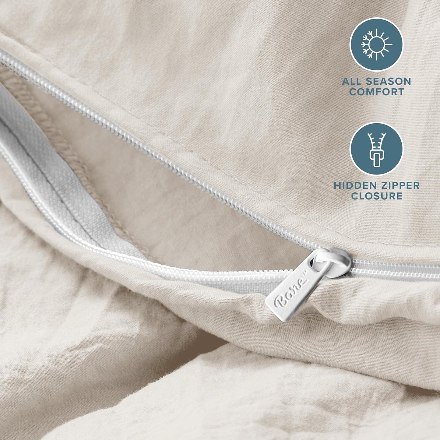 Bare Home Microfiber Duvet Cover Set - Ultra Soft Washed Microfiber - Oversized King Size - Linen-Like Look - Easy Care - Breathable Fabric - Our Softest Duvet Cover Set (Oversized King, Fog)