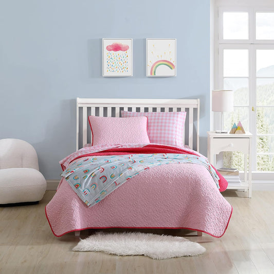 Eddie Bauer - Twin Quilt Set, Reversible Kids Bedding with Matching Sham, Ideal for Toddler Bedding Set (Garden Pink, Twin)