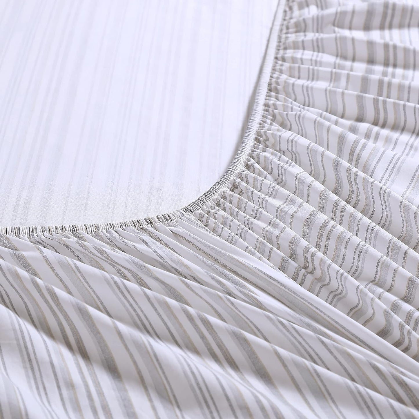 Tommy Bahama - Queen Sheets, Cotton Percale Bedding Set, Crisp & Cool, Stylish Bedding Set (Kahanu Stripe Grey, Queen)