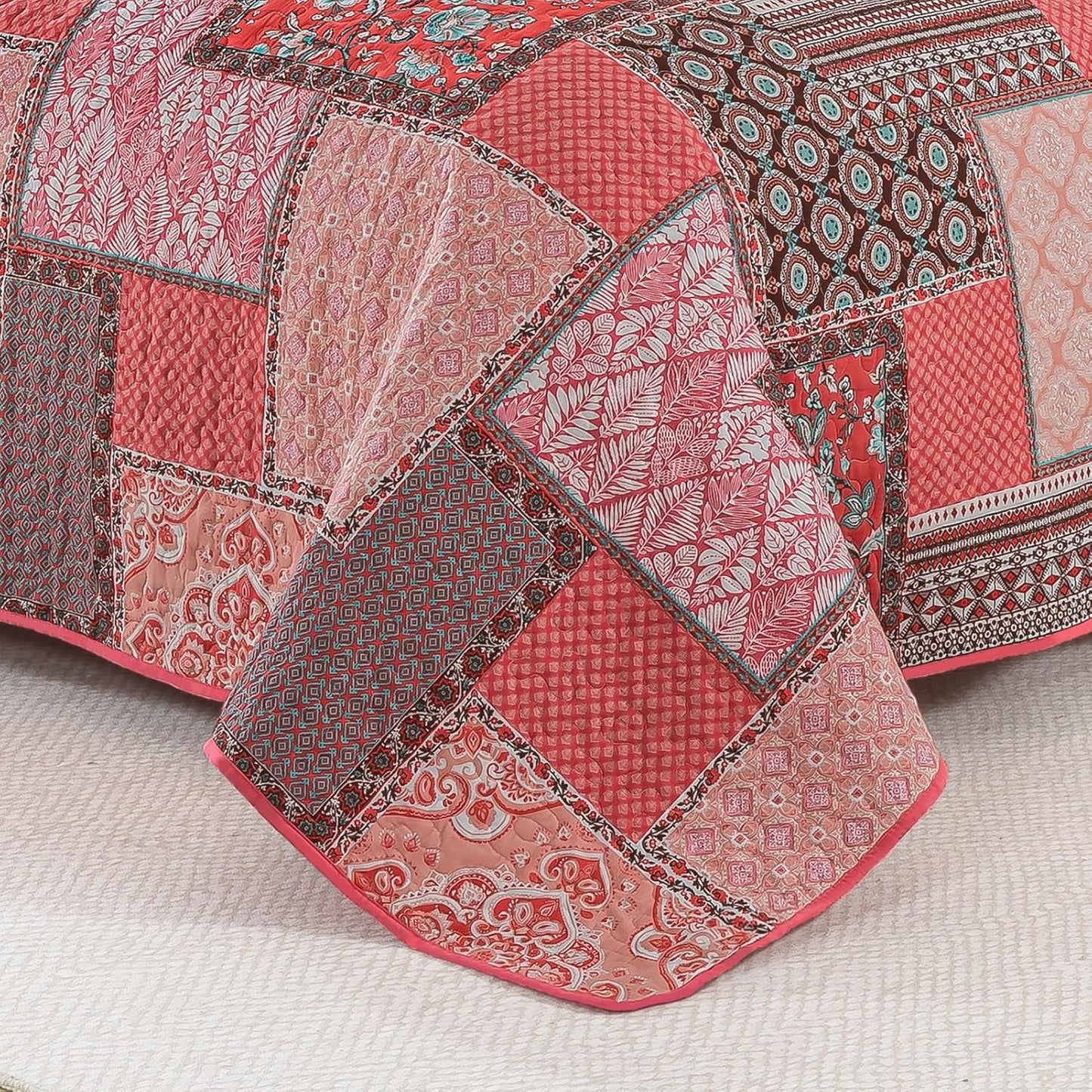 BEDIFANY Cotton Queen Quilt Set, Farmhouse Queen Size Quilt Bedding Set with 2 Pillow Shams, 3 PCs Lightweight Queen Size Bedspreads for Bed Decorations - All Seasons Coverlet Sets