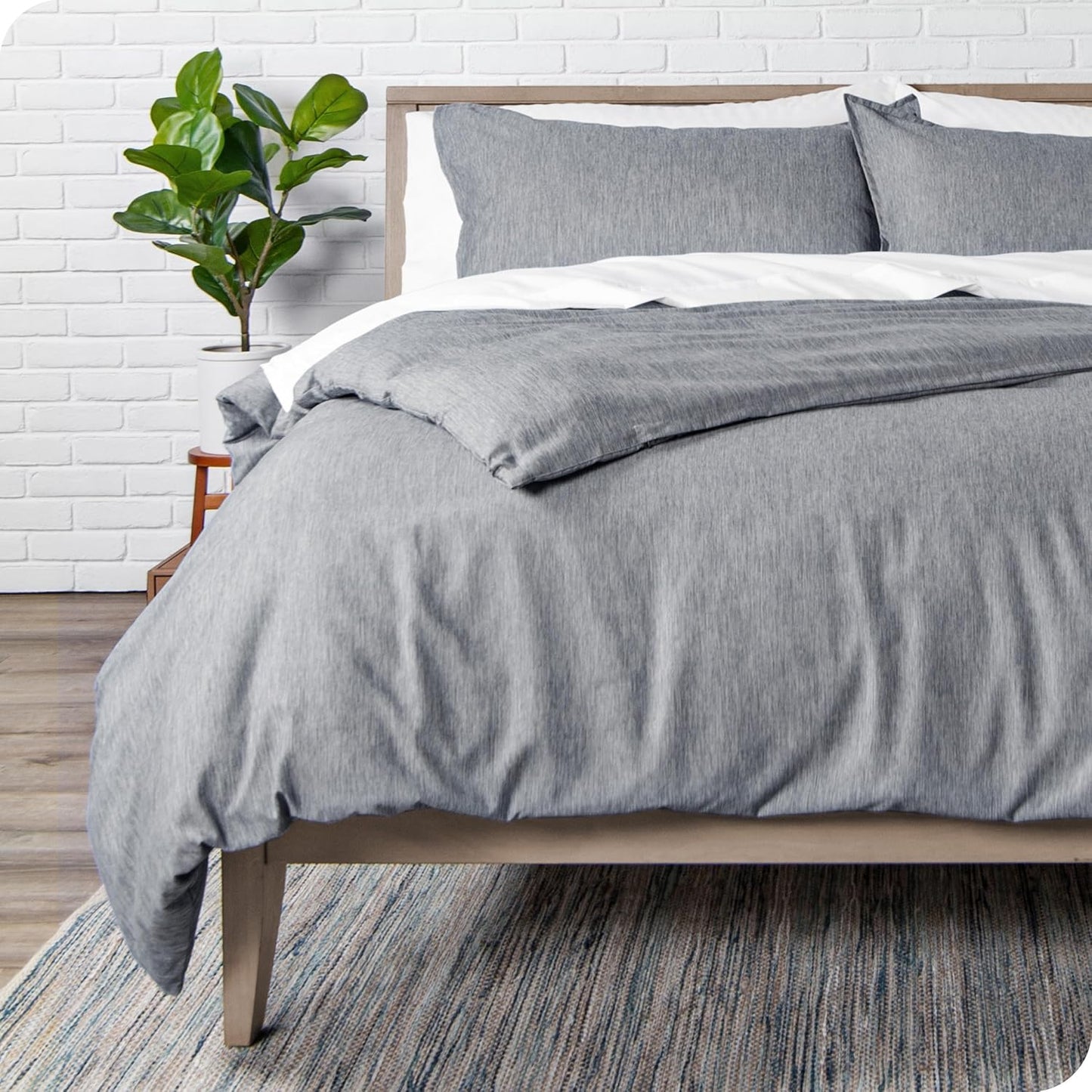 Bare Home Bedding Duvet Cover Oversized Queen Size - Premium 1800 Super Soft Collection - Lightweight, Duvet Cover - Soft Textured (Oversized Queen, Heathered Charcoal)