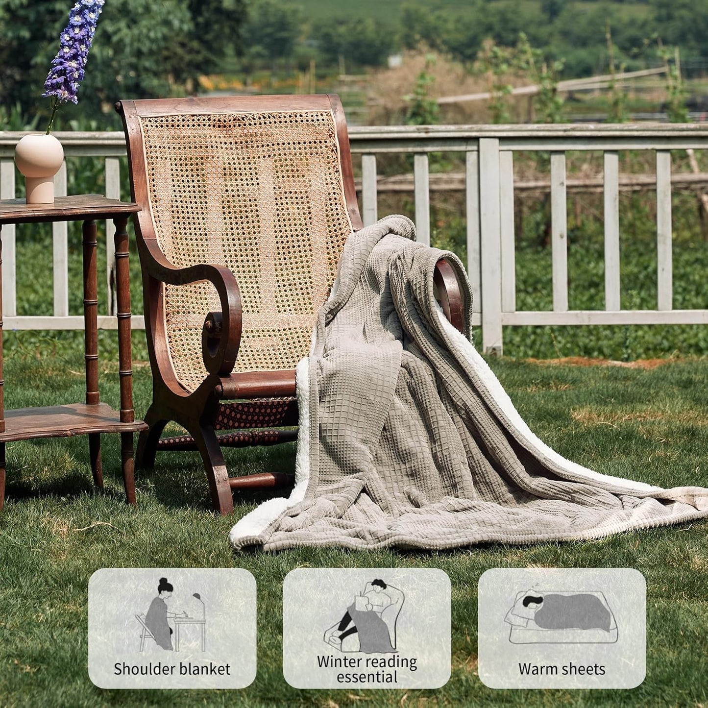 Heated Blanket Electric Blanket Throw 50''X60''-Heating Throw with 9 Heat Settings-2-10 Hours Auto Off,ETL Certified,Machine Washable (Grey)