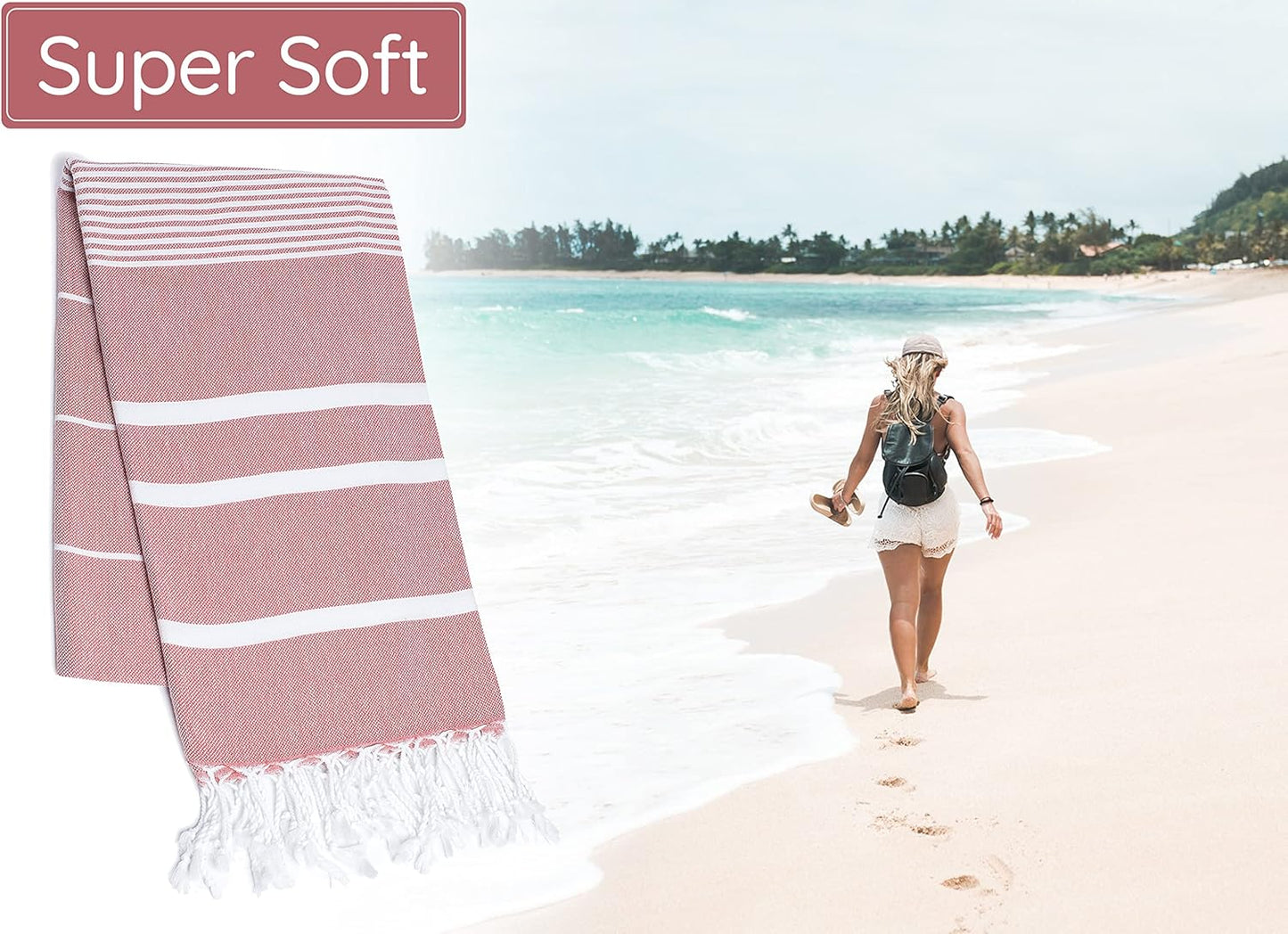 Premium Turkish Beach Towel – 100% Cotton, Quick Dry, Sand Free, Oversized Beach Towel 35”x 67” – Ideal for Travel, Pool, and Beach Towels – Burgundy
