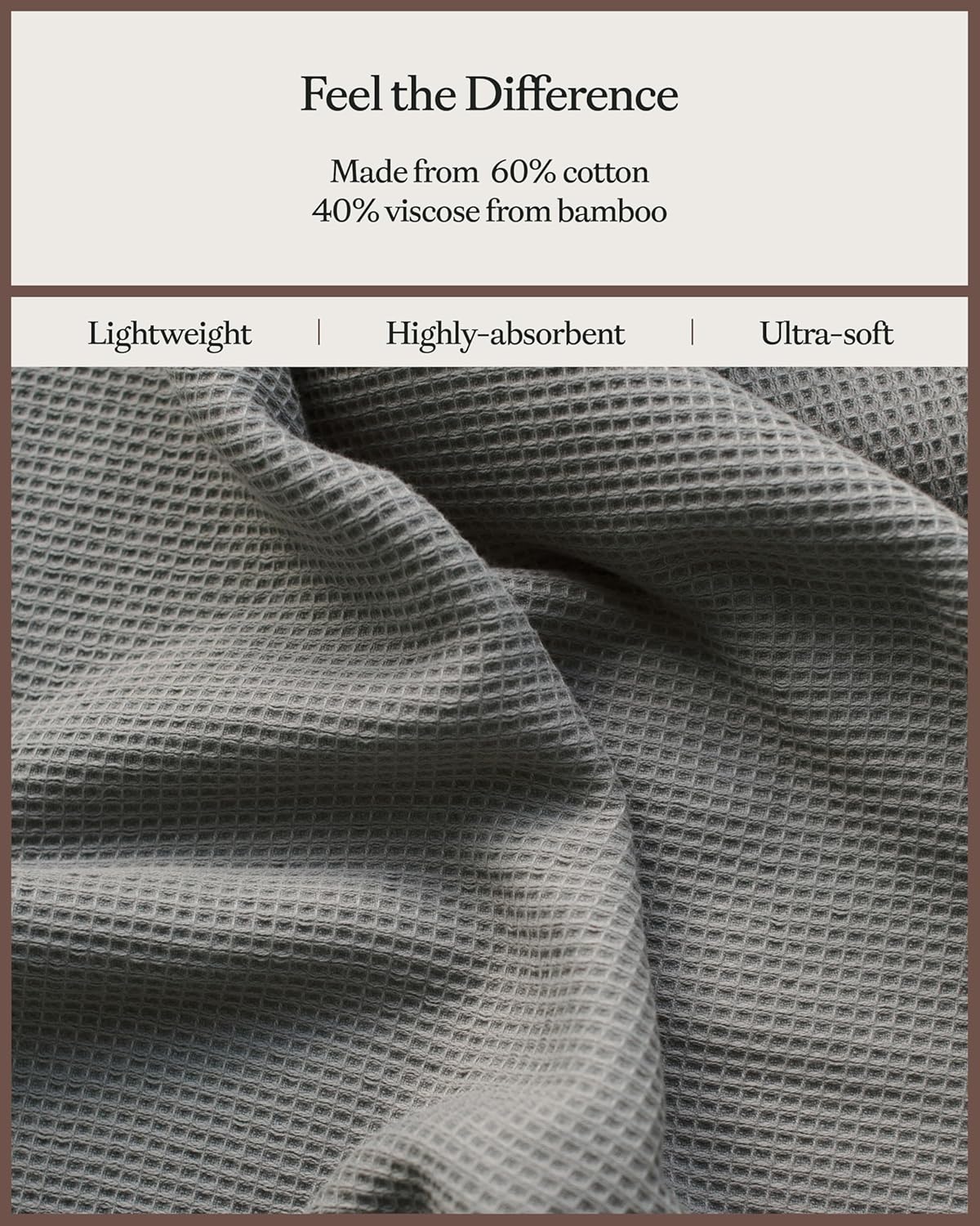 Cozy Earth Waffle Bath Sheets - 60% Cotton 40% Viscose from Bamboo Bath Sheets 40 x 65 Inches - Soft & Absorbent Terry, Reversible Mini Textured Waffle & Weave Pattern - 2 Pack